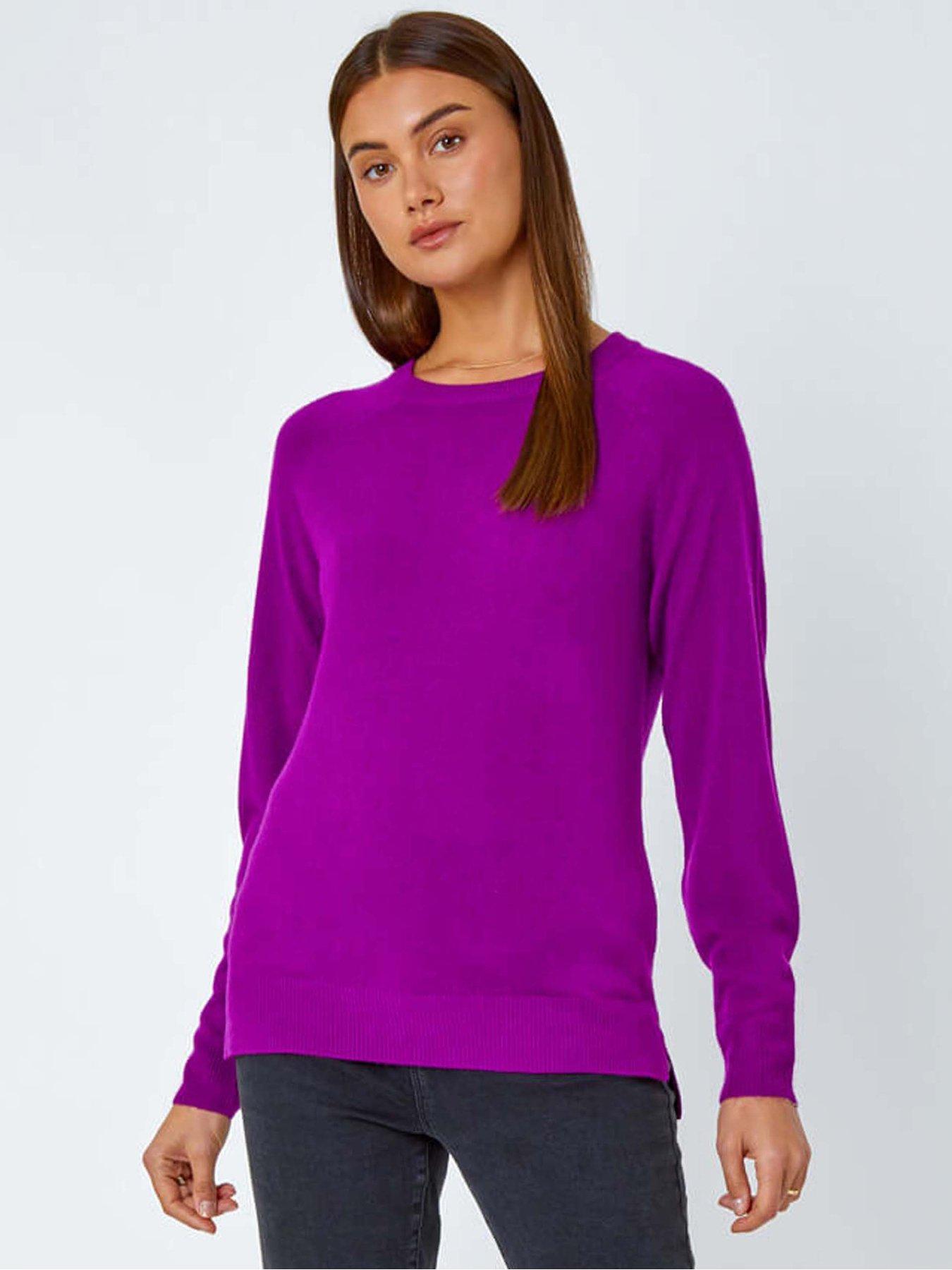 undefined Plain Soft Crew Neck Jumper - Magenta