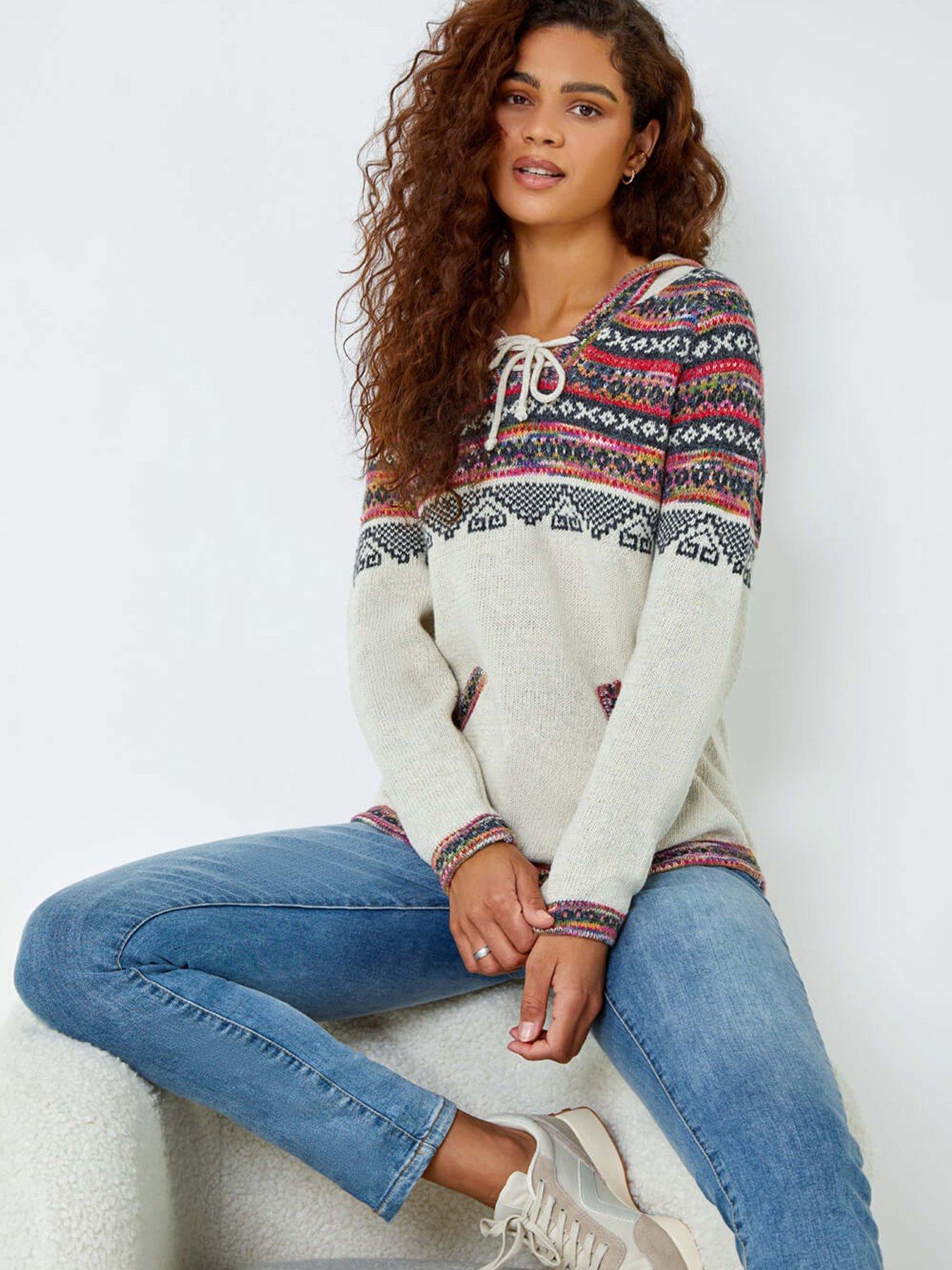 roman-nordic-print-knitted-hooded-v-neck-jumper-ivory