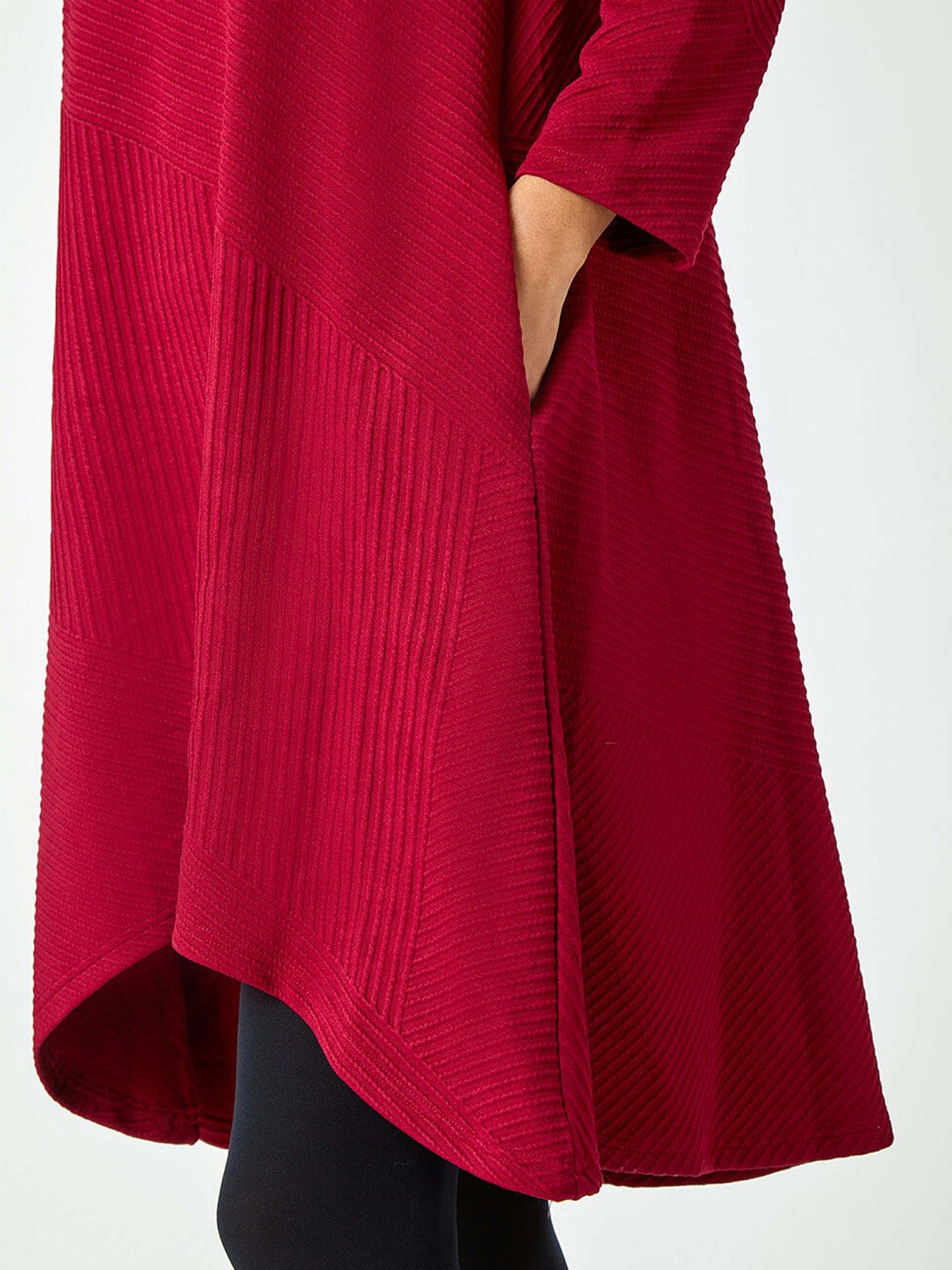 Image 4 of 5 of Roman Ribbed Asymmetric Stretch Dress - Wine