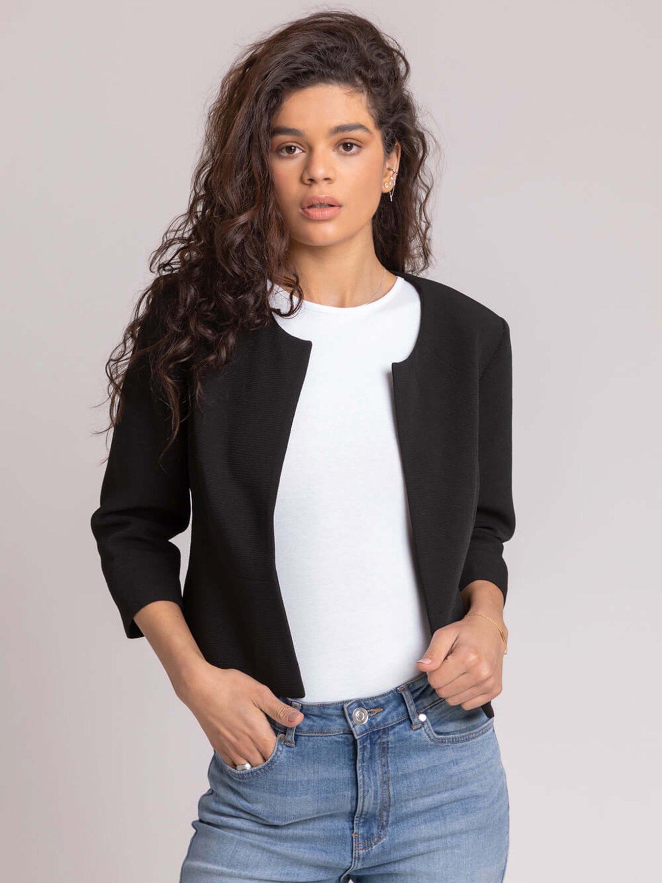  image of roman-tailored-jacquard-jacket-black