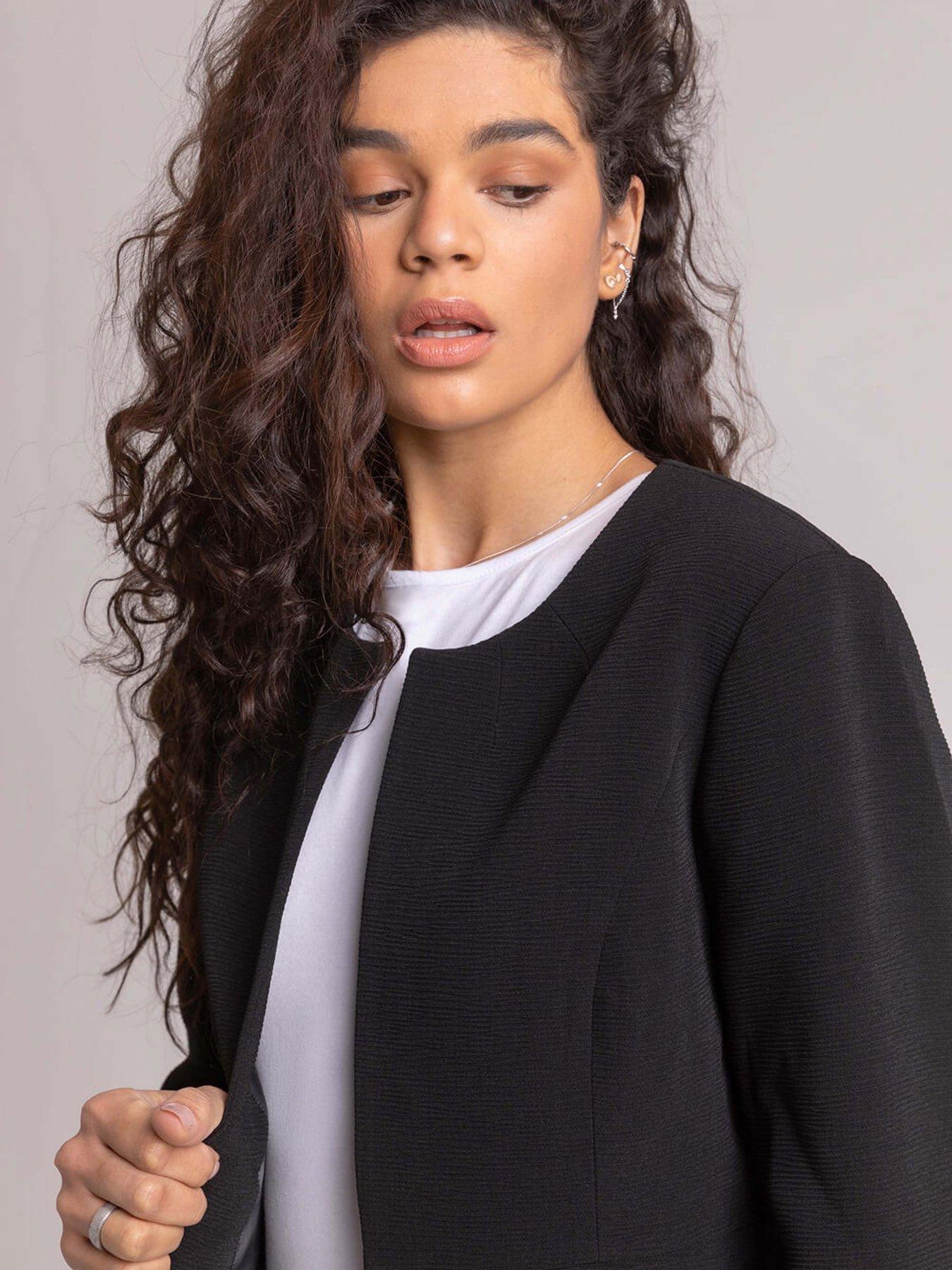  image of roman-tailored-jacquard-jacket-black