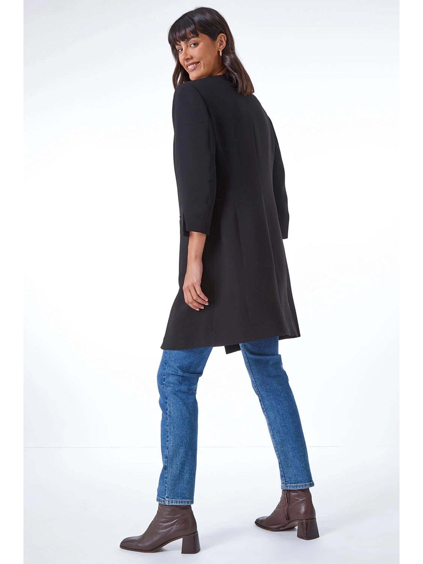 Image 2 of 5 of Roman Smart Longline Textured Jacket - Black