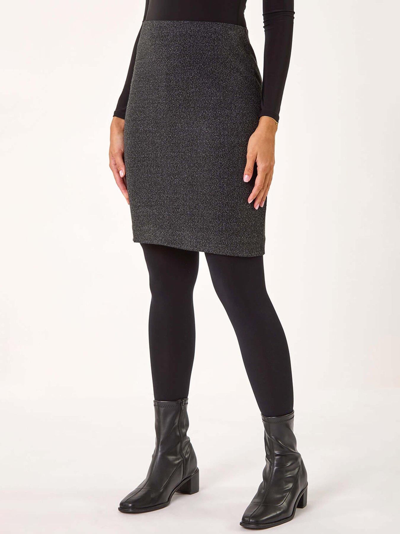 undefined Smart Textured Stretch Skirt - Charcoal