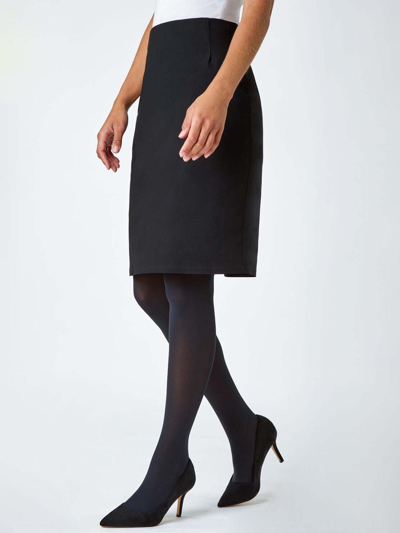 Image 1 of 5 of Roman Pull On Stretch Pencil Skirt - Black