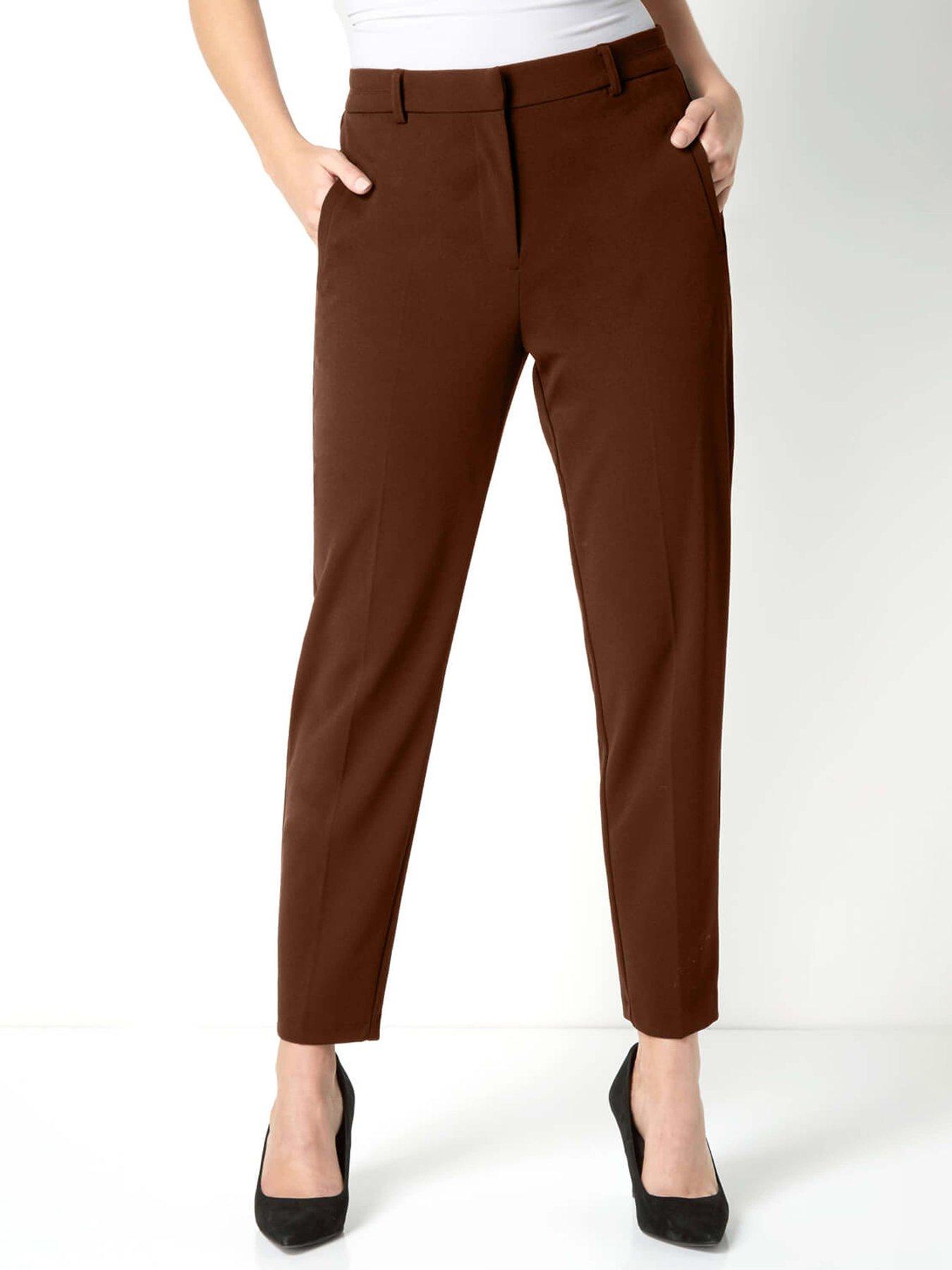 undefined Straight Leg Stretch Trouser - Brown