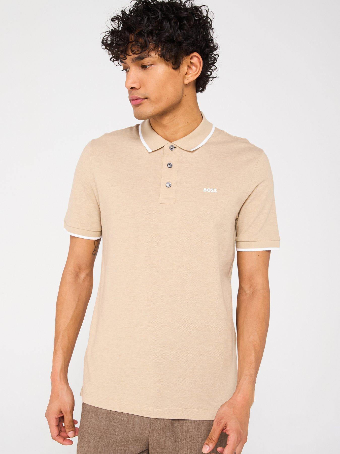 undefined Parlay 190 Regular Fit Pipe Trim Pique Polo Shirt - Beige
