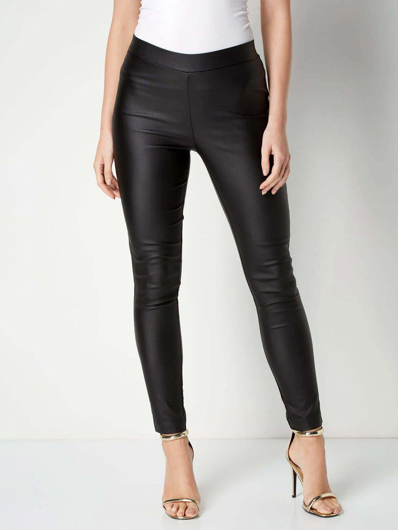 undefined Faux Leather Pull On Trousers - Black
