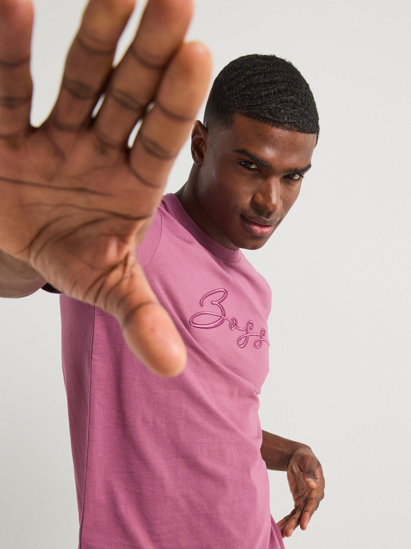  image of boss-c-thompson-70-regular-fit-script-logo-t-shirt-purple