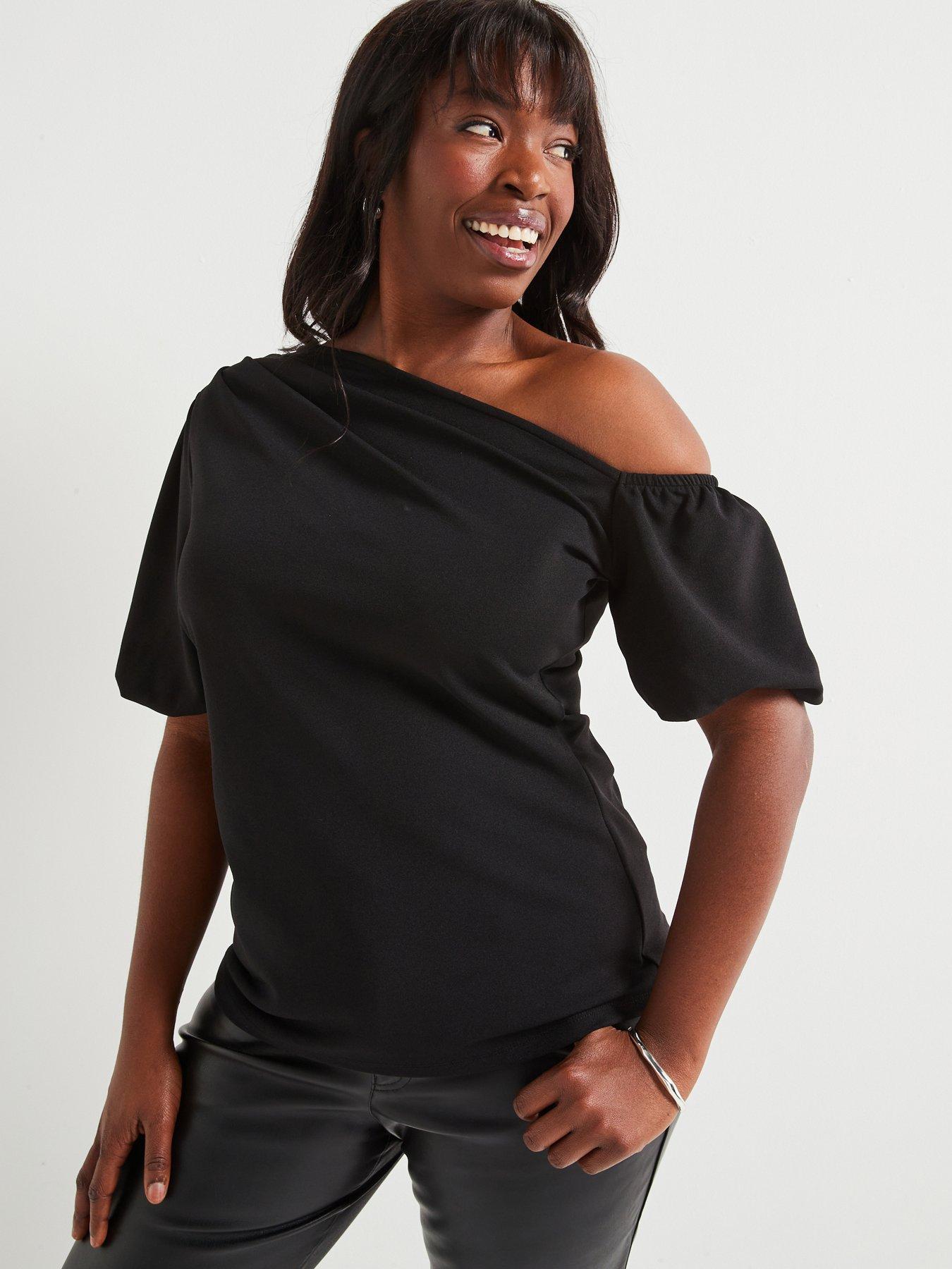 undefined Off The Shoulder Stretch Top - Black