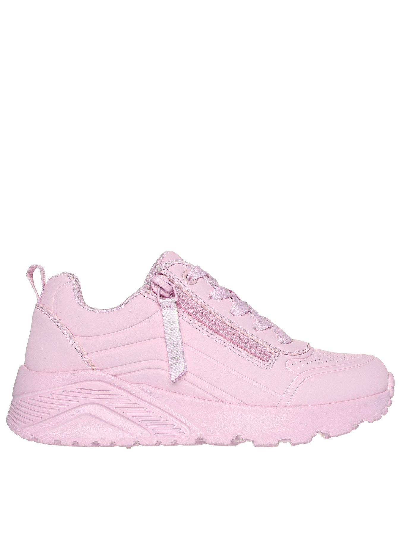  image of skechers-monochromatic-lace-up-sneakers-w-quarter-zip-detail-pink