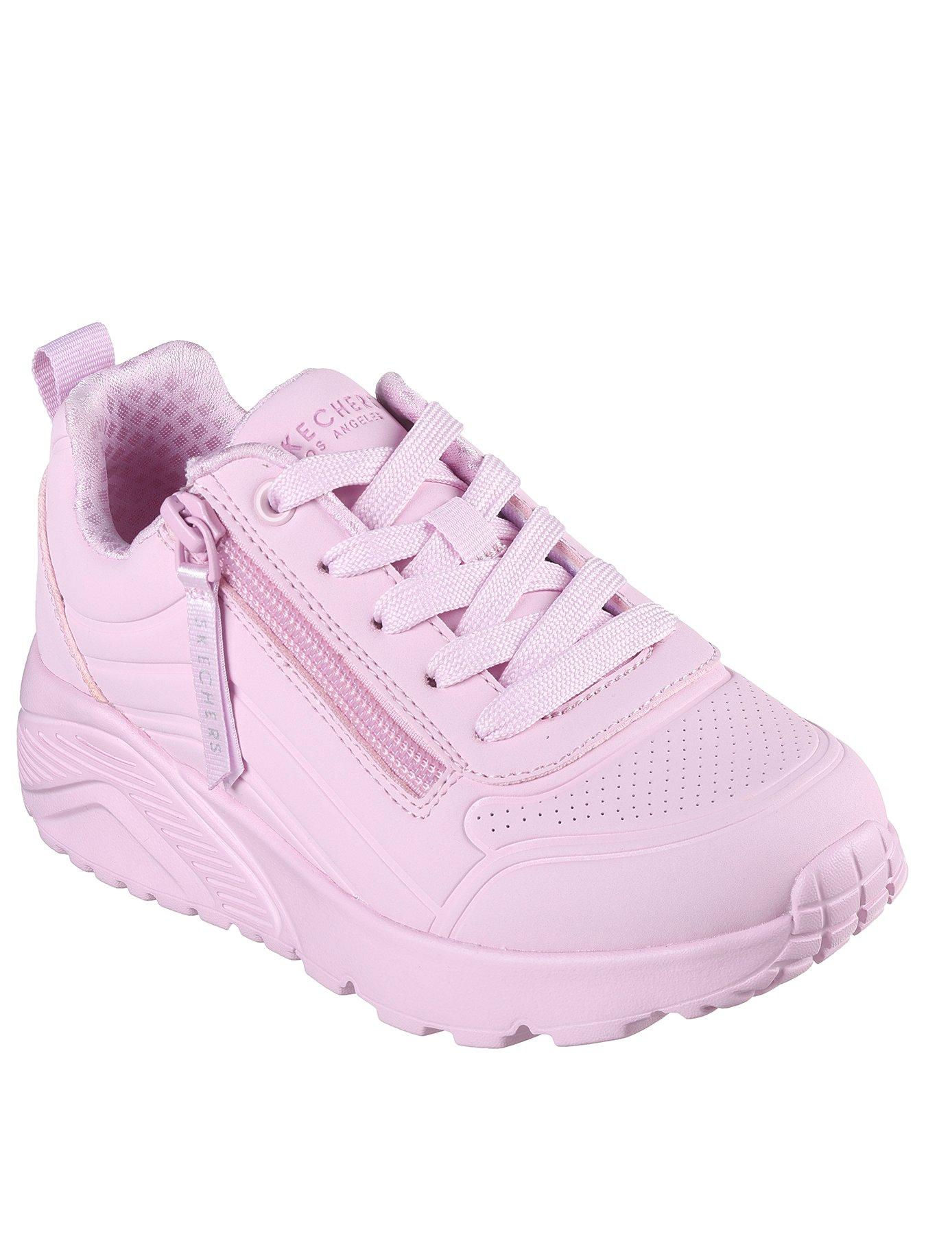  image of skechers-monochromatic-lace-up-sneakers-w-quarter-zip-detail-pink
