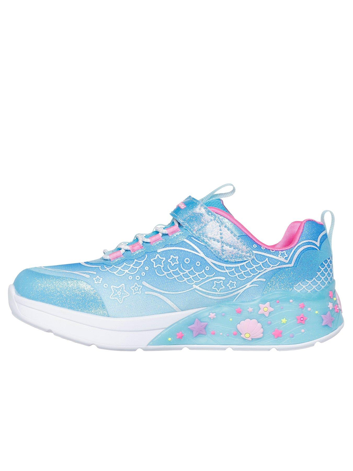 Image 5 of 6 of Skechers Lighted Mermaid Wrap Sneaker W/ Bungee &amp; Strap - Blue