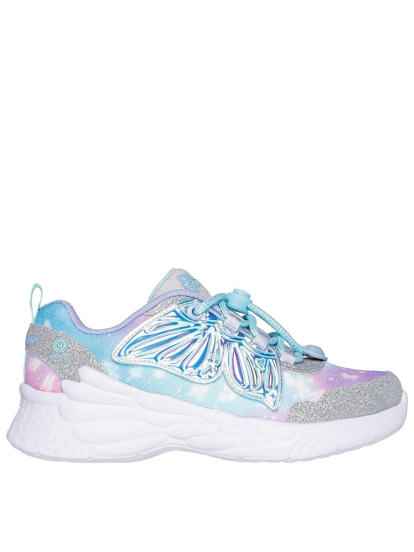 undefined Lighted Upper Butterfly Wings Sneaker W/ Bungee Toggle  &  Butterfly Sparkle Mesh Print