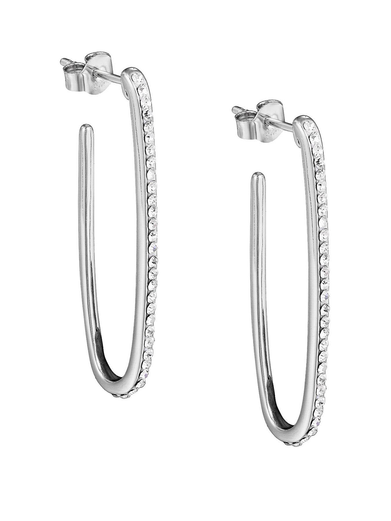  image of the-love-collection-sterling-silver-rectangle-cz-stud-hoops