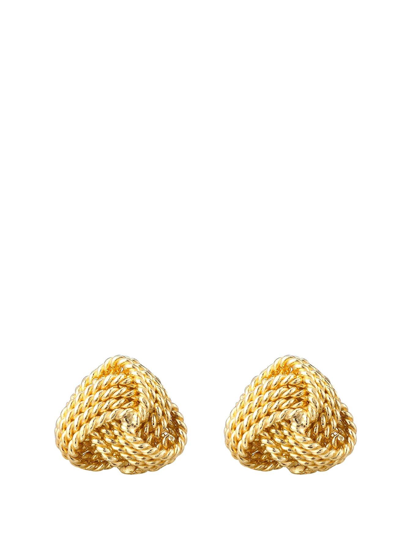 undefined Gold Plated Sterling Silver Rope Knot Triangle Stud Earrings