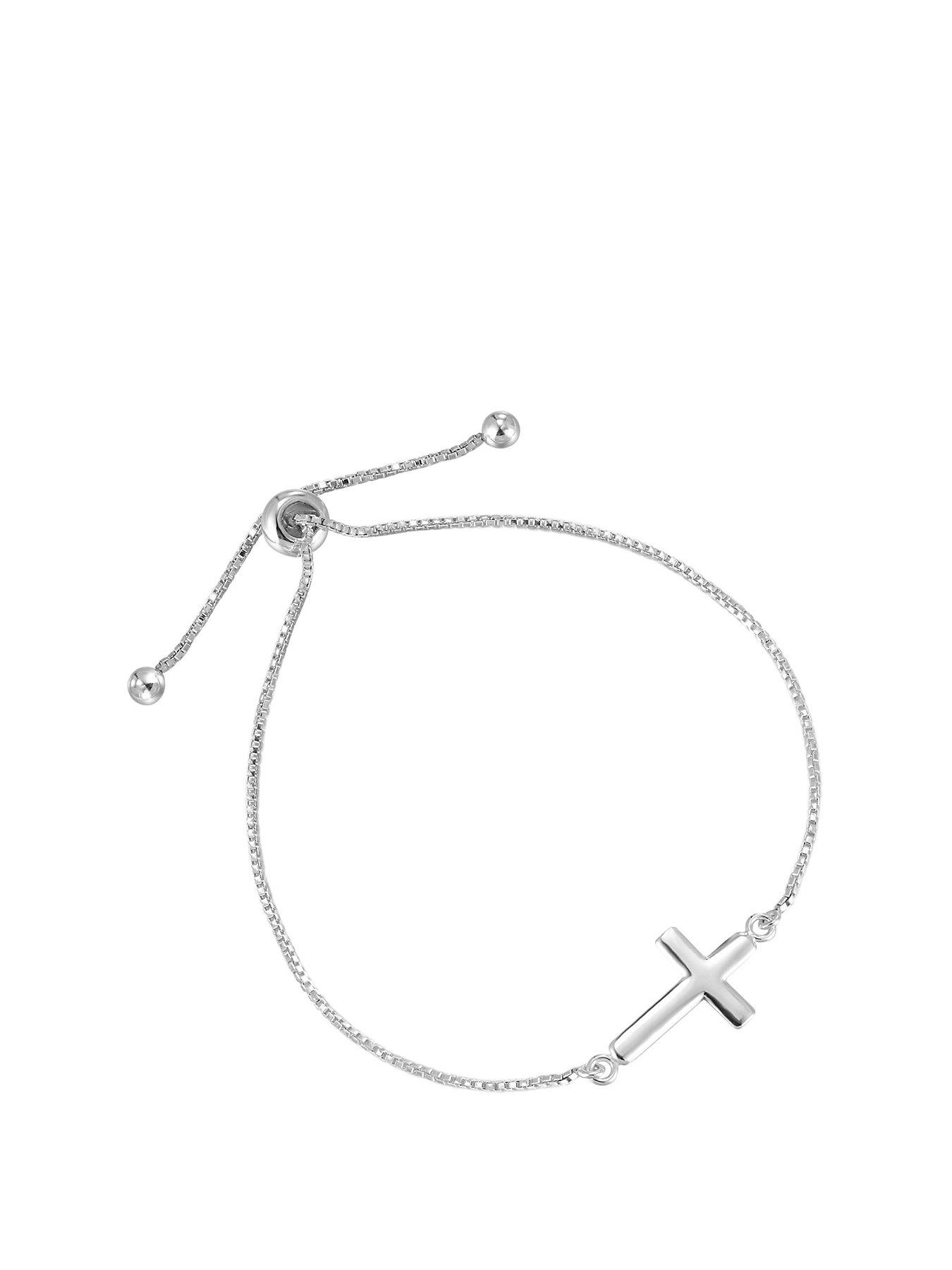 undefined Sterling silver cross adjustable bracelet