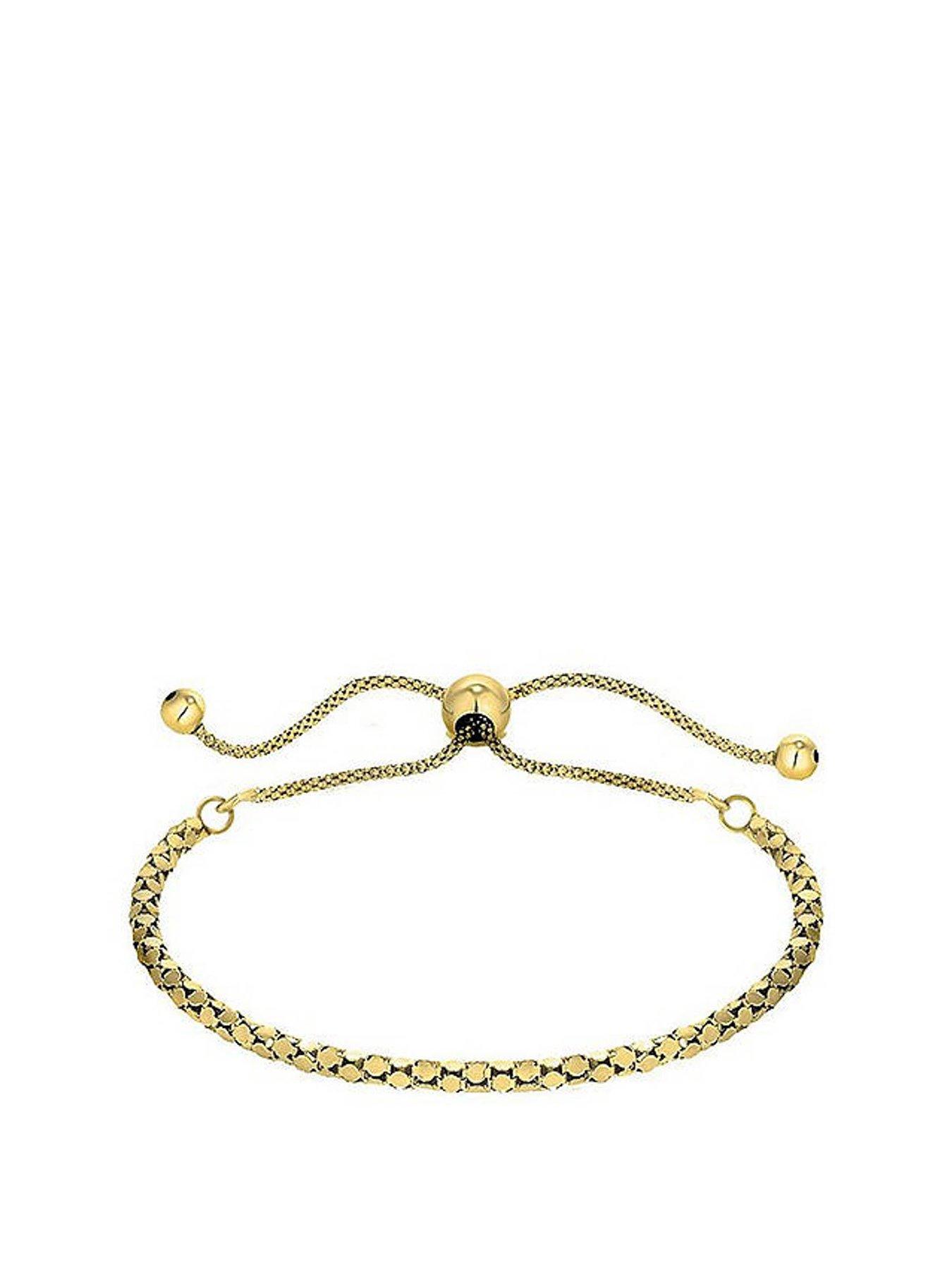 undefined Gold Plated Sterling Silver Adjustable Faceted Toggle Bracelet