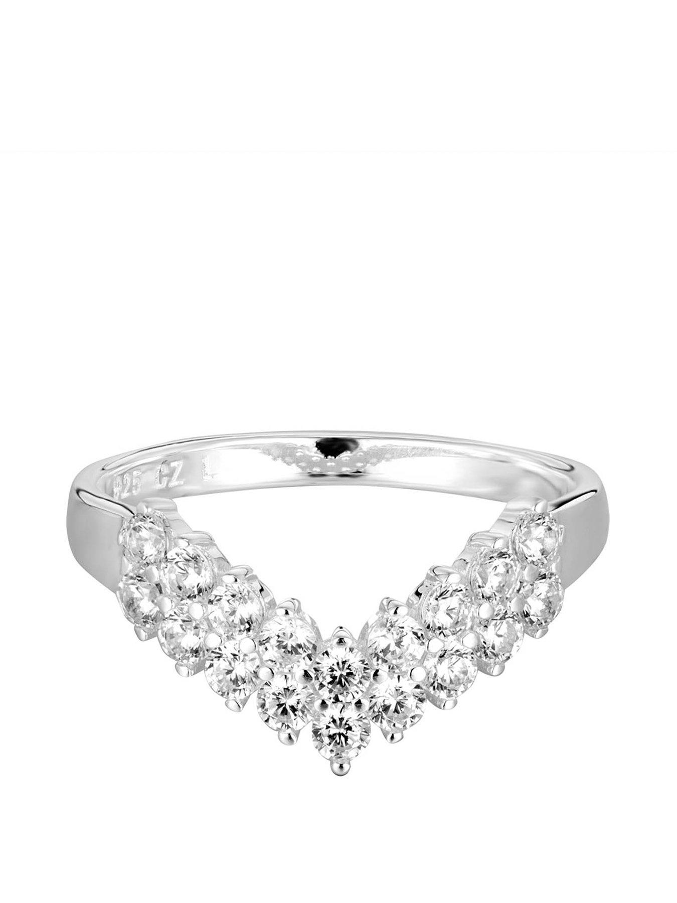 Image 3 of 4 of The Love Collection Sterling Silver Vintage Inspired CZ Wishbone Engagement Ring