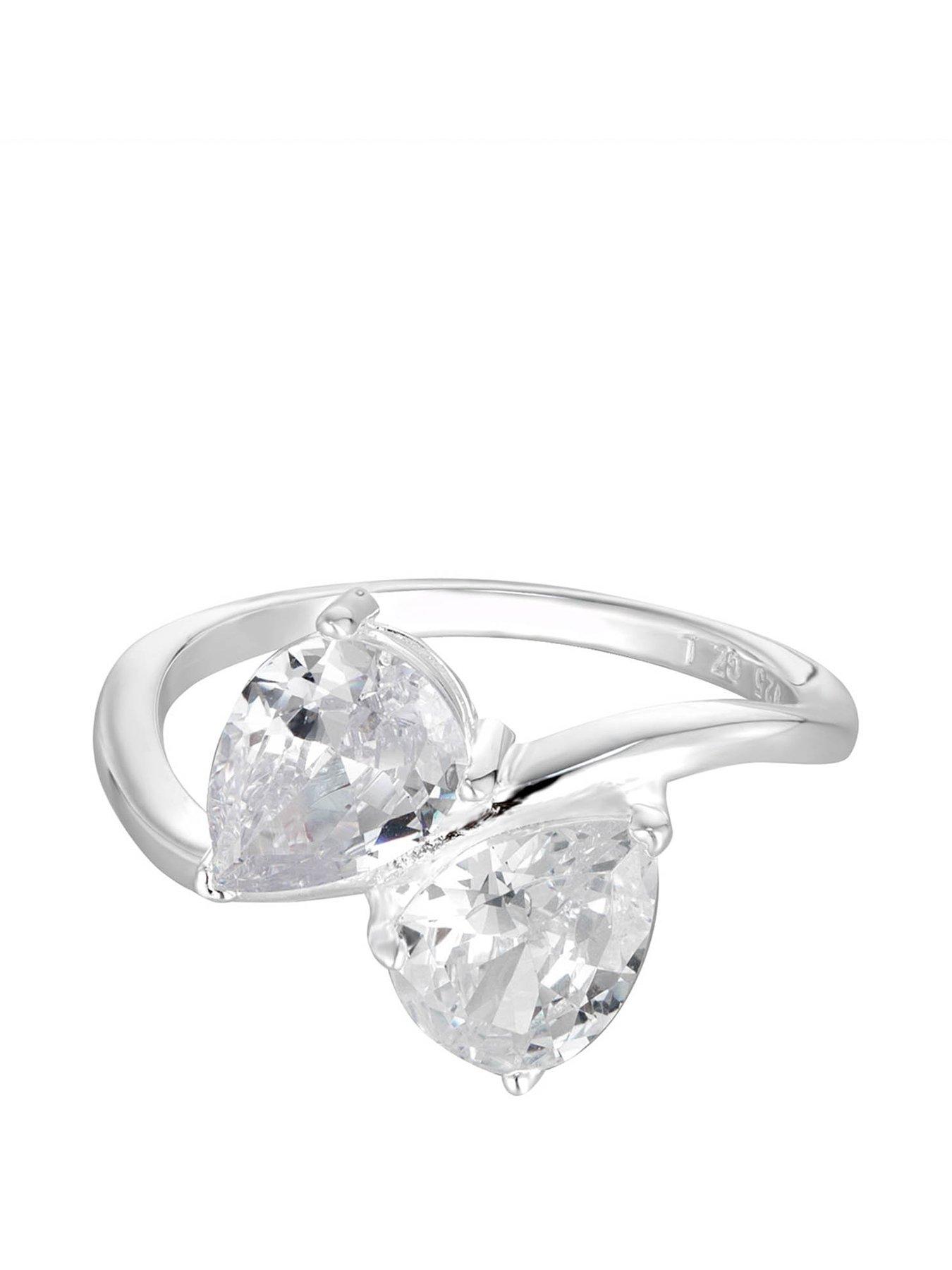 Image 3 of 4 of The Love Collection Sterling Silver Toi et Moi Double Pear Wrapped CZ Engagement Ring