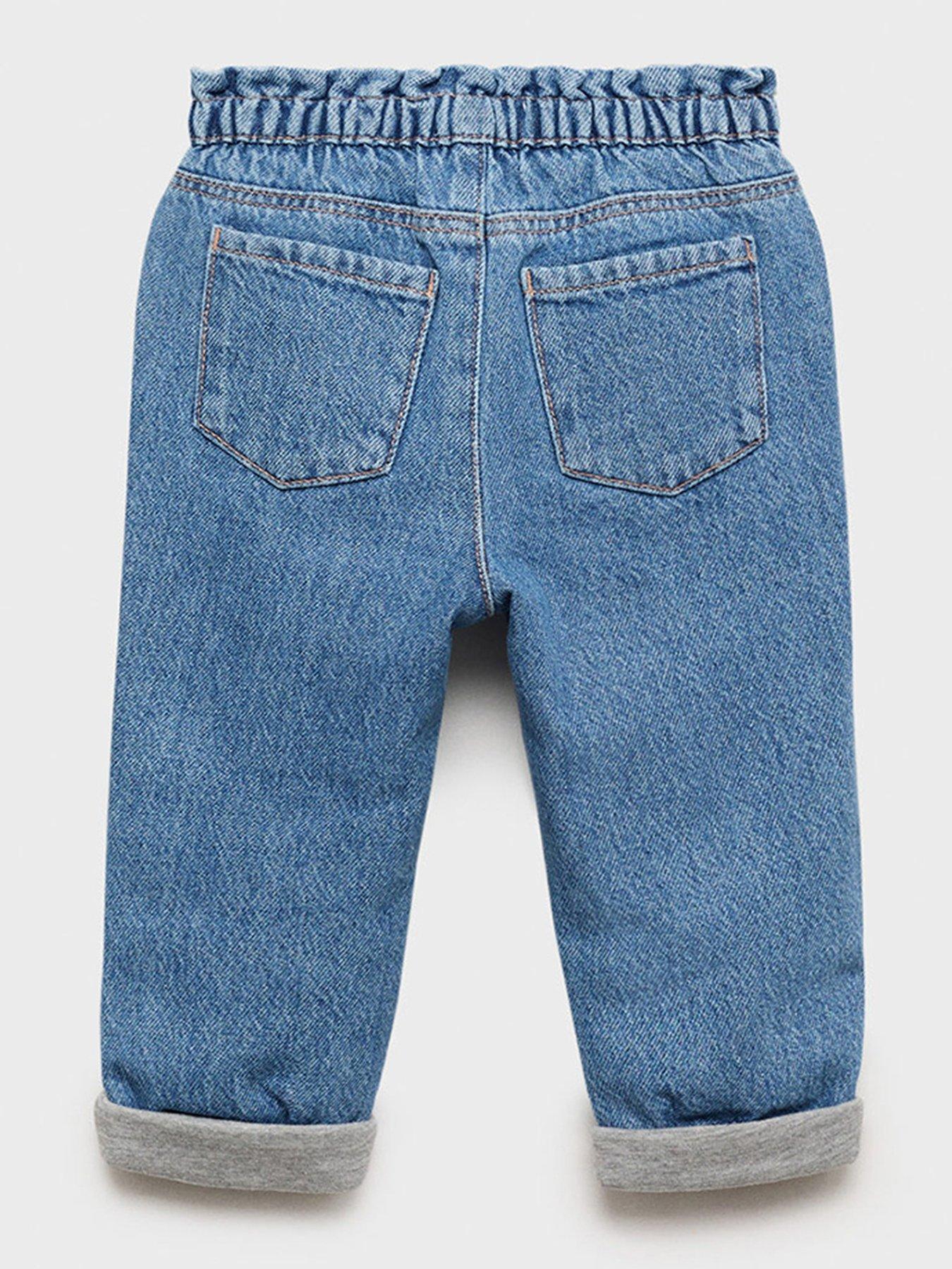 Image 2 of 4 of Mango Younger Girls Paperbag Waist Jeans - Blue