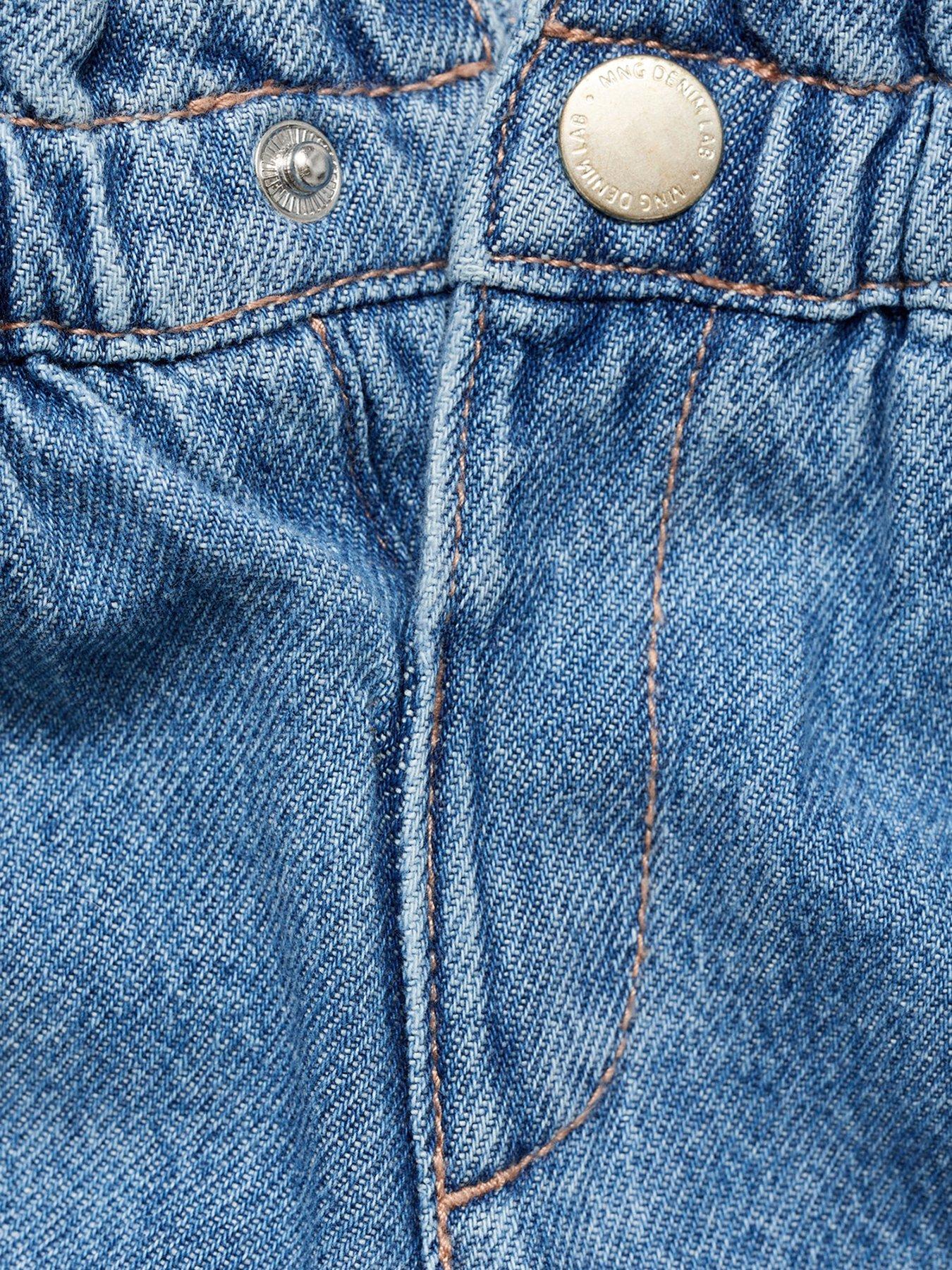 Image 4 of 4 of Mango Younger Girls Paperbag Waist Jeans - Blue