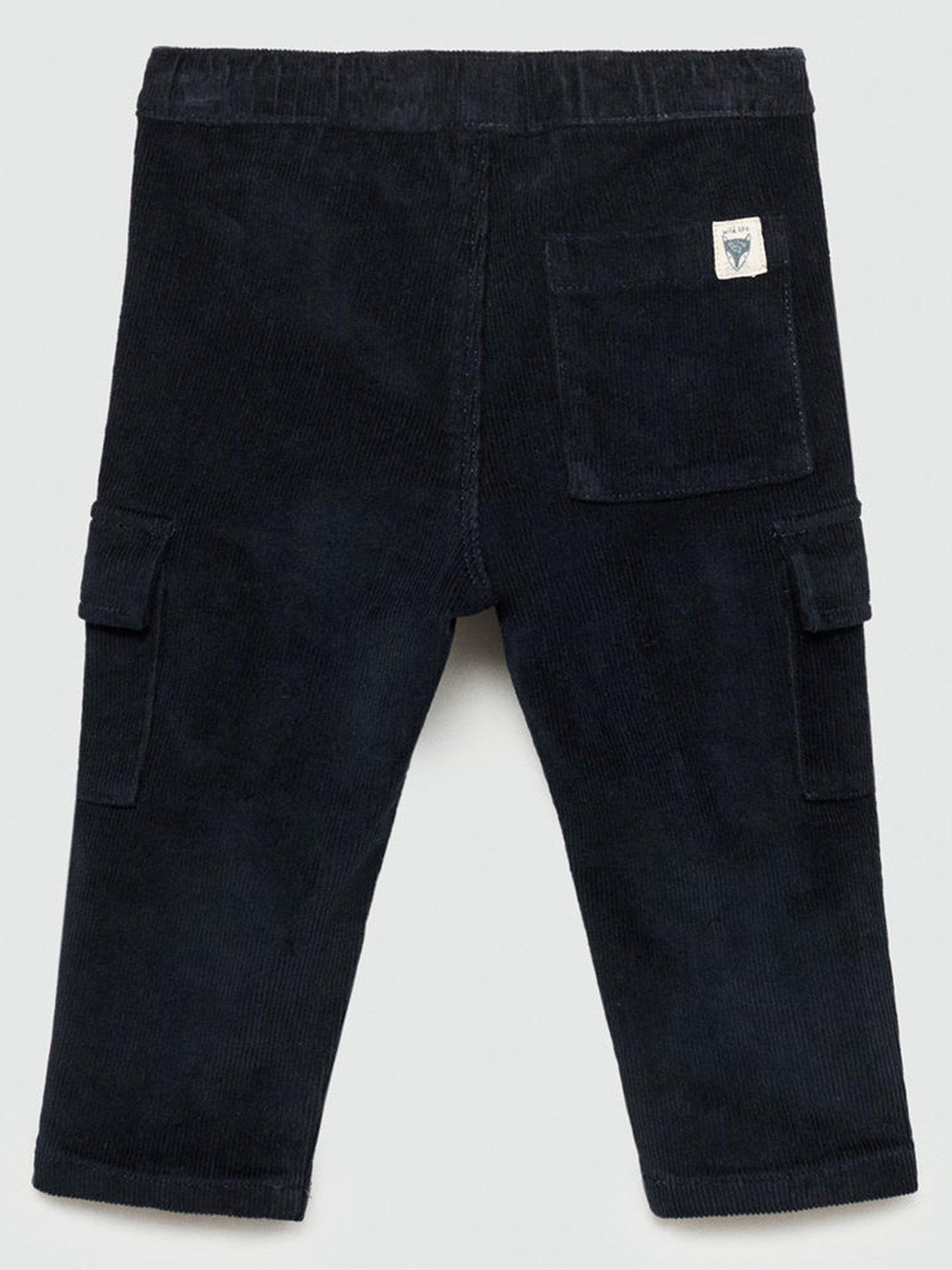 back image of mango-younger-boys-cord-cargo-trousers-navy