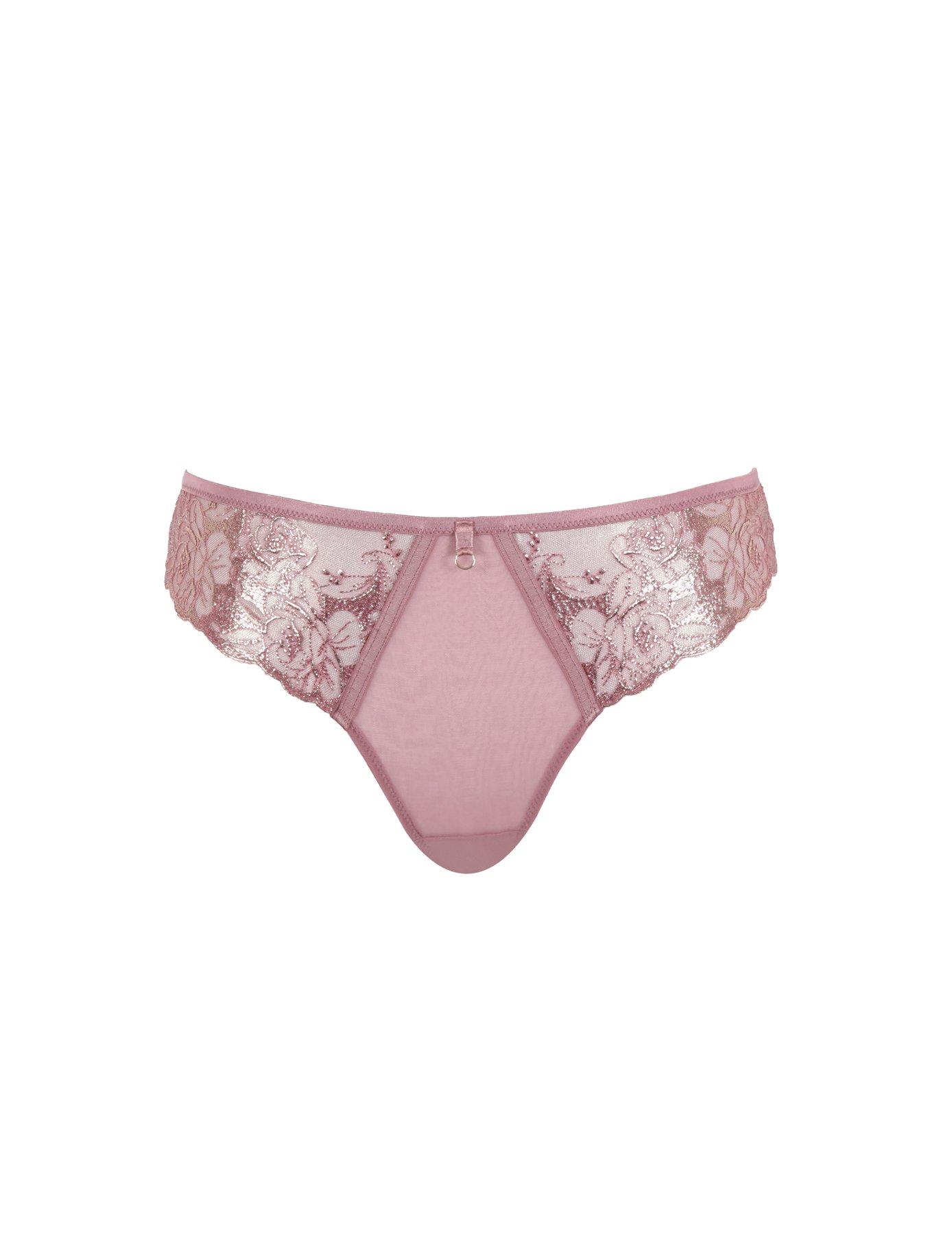  image of panache-rosa-embroidered-thong-rose-gold