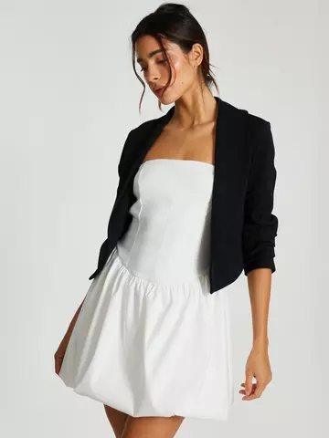 Quiz Black Shawl Collar Crop Jacket Quiz Black Shawl Collar Crop Jacket