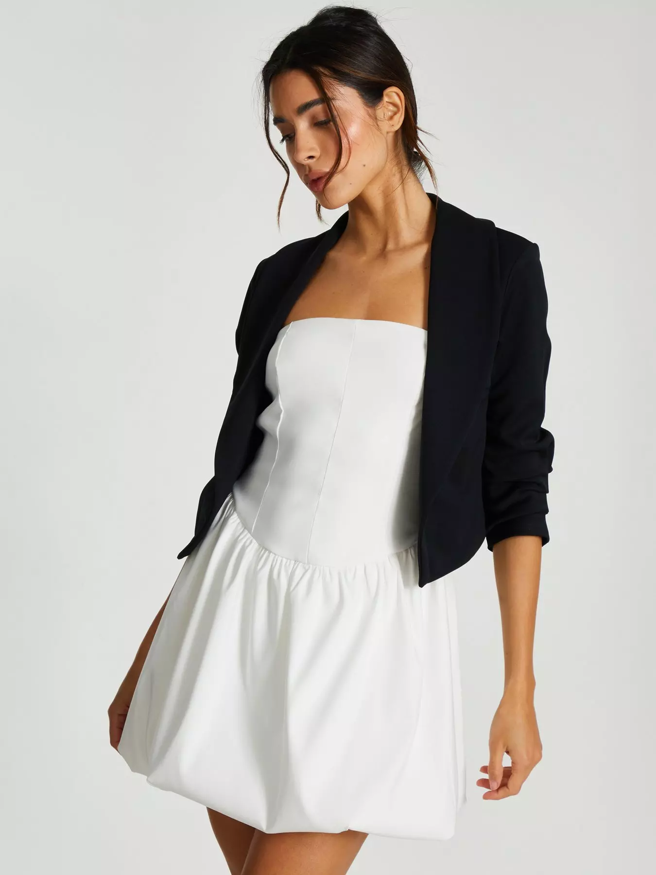 Quiz Black Shawl Collar Crop Jacket