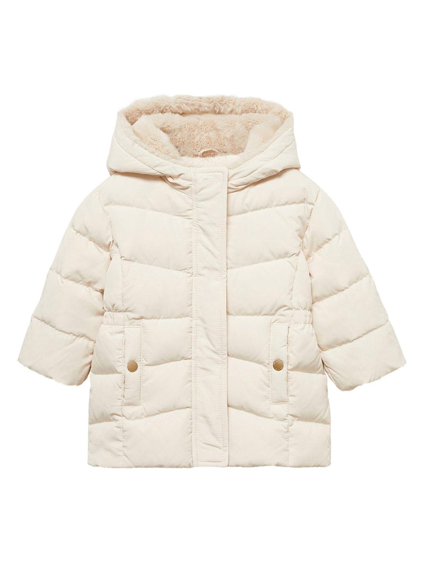 undefined Younger Girls Faux Fur Lined Padded Coat - Cream
