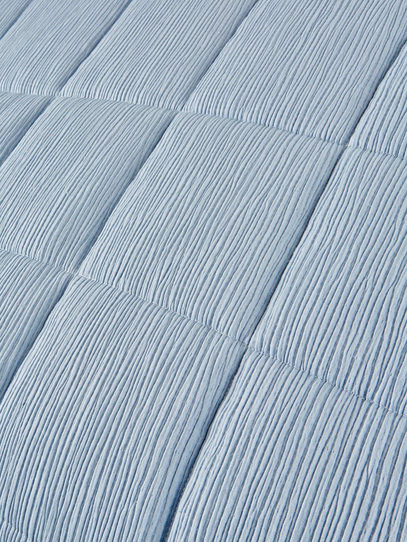  image of very-home-muslin-quilted-bedspread-throw-blue