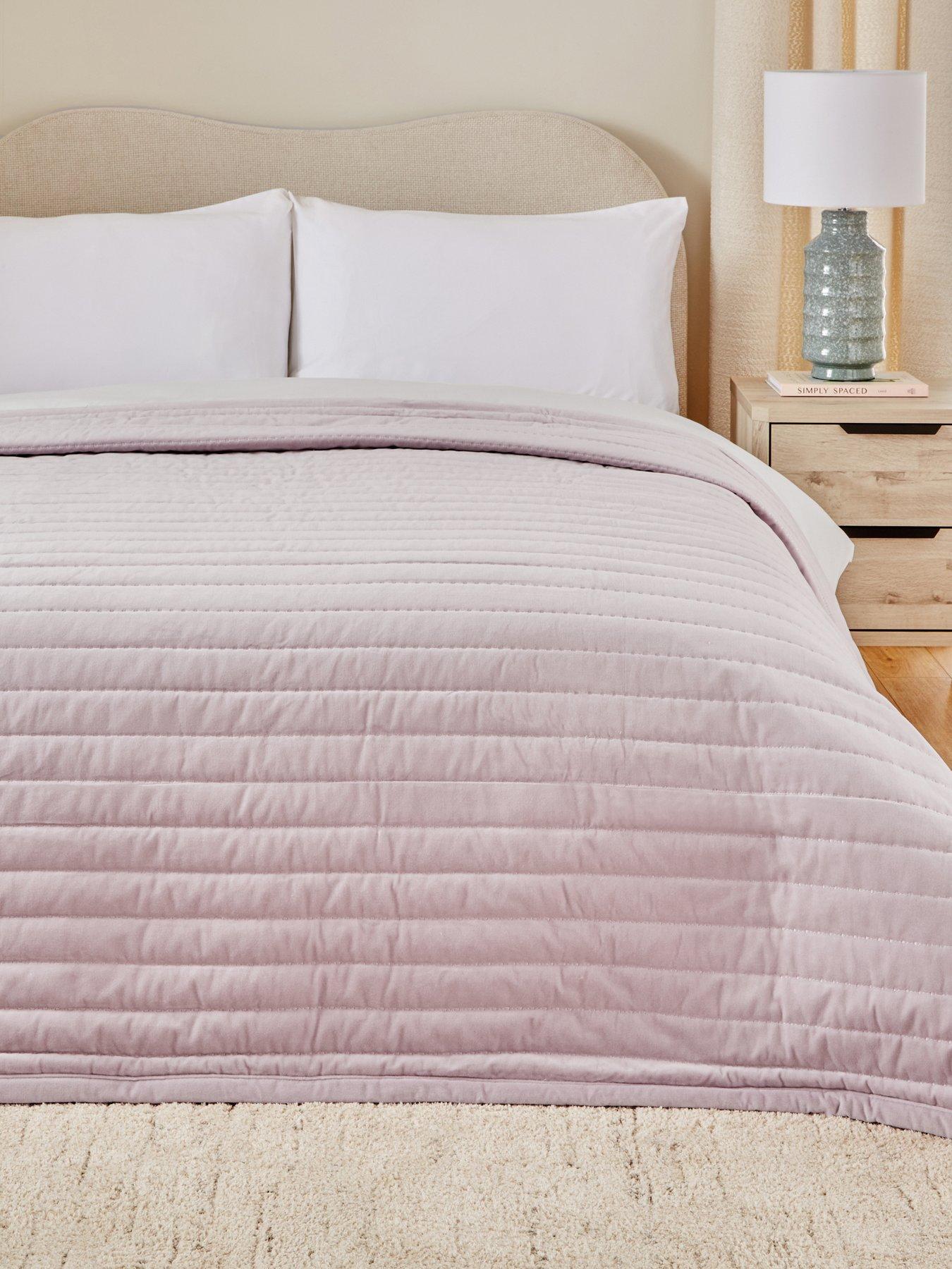 Very Home Cotton Velvet Stitch Embroidered Bedspread Throw