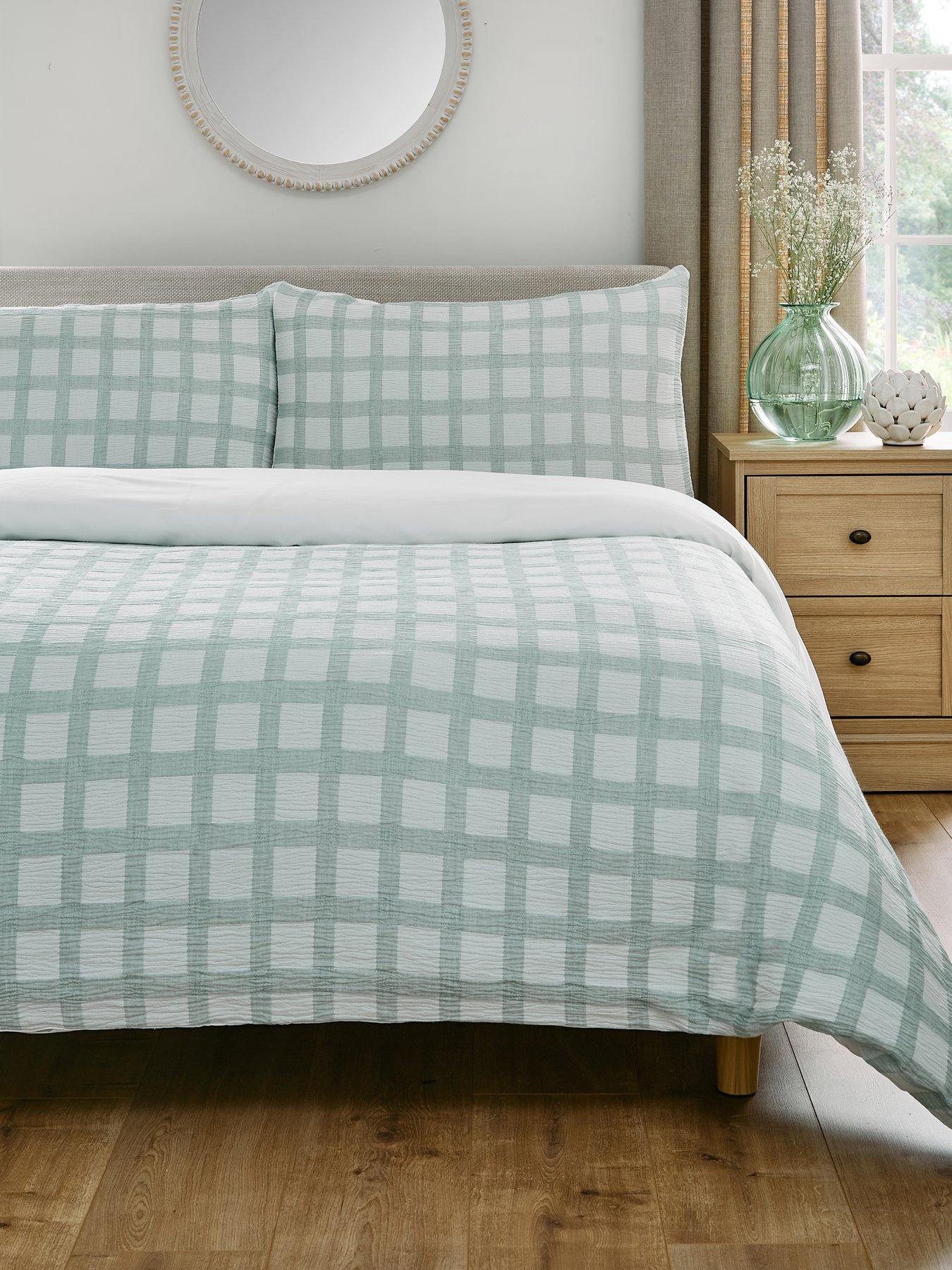  image of very-home-seersucker-check-duvet-cover-set