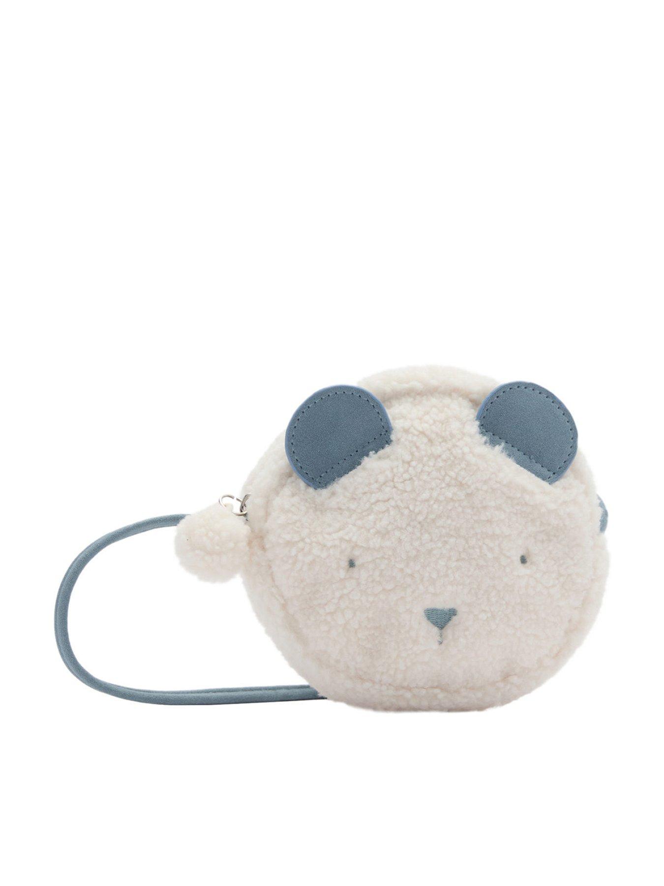 undefined Younger Girls Bear Fleece Cross Body Bag - Cream