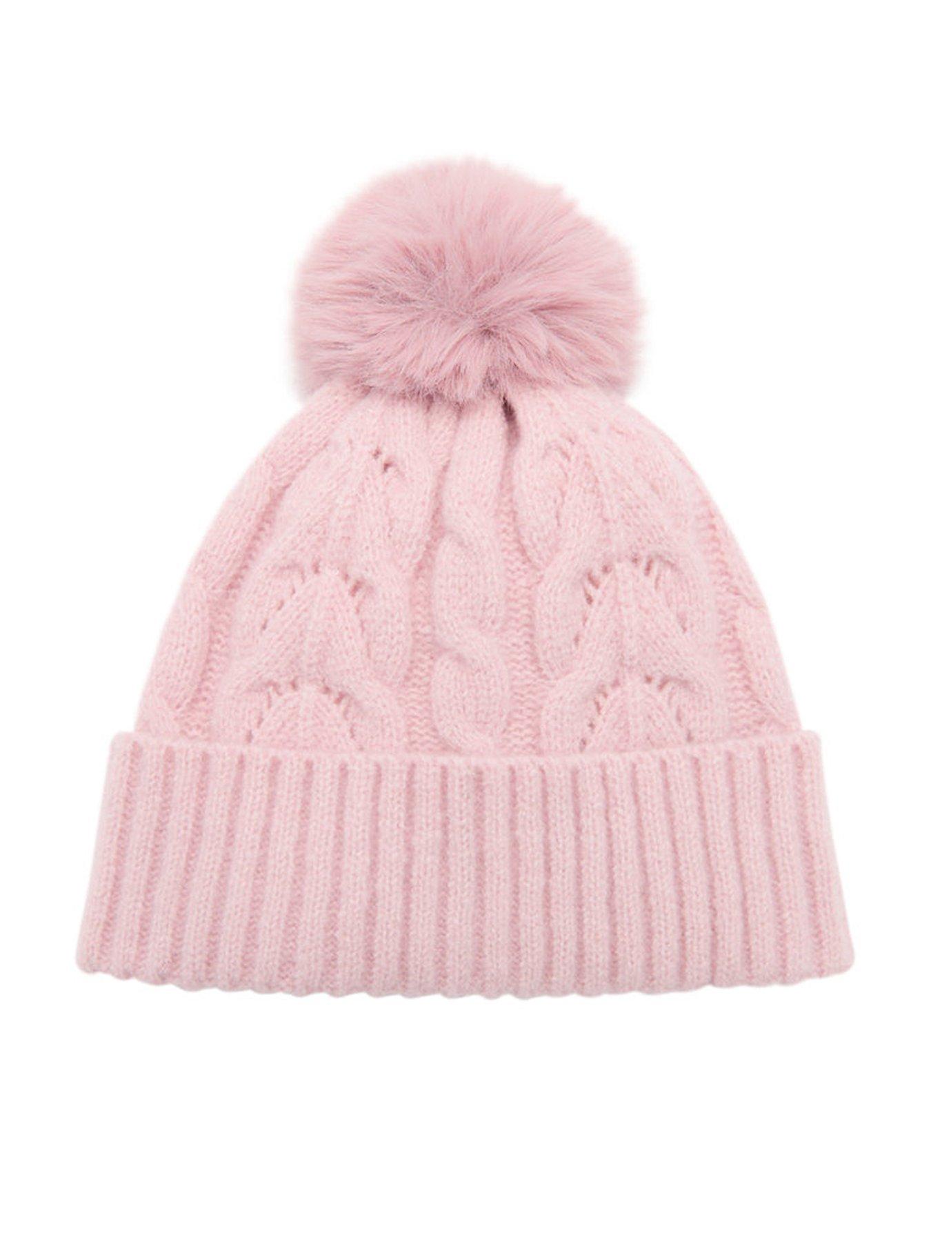 undefined Girls Cable Knitted Hat - Pink