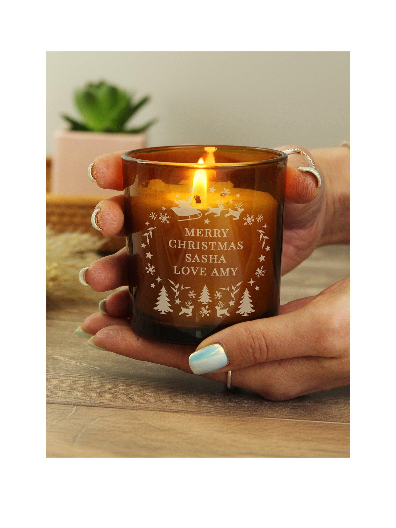 The Personalised Memento Company Personalised Engraved Christmas Amber Glass Candle