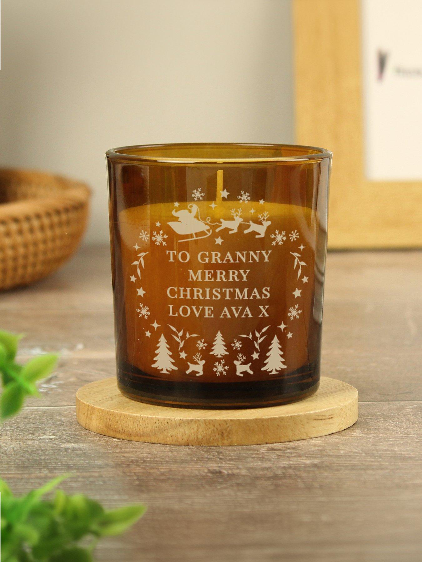 Image 3 of 4 of The Personalised Memento Company Personalised Engraved Christmas Amber Glass Candle