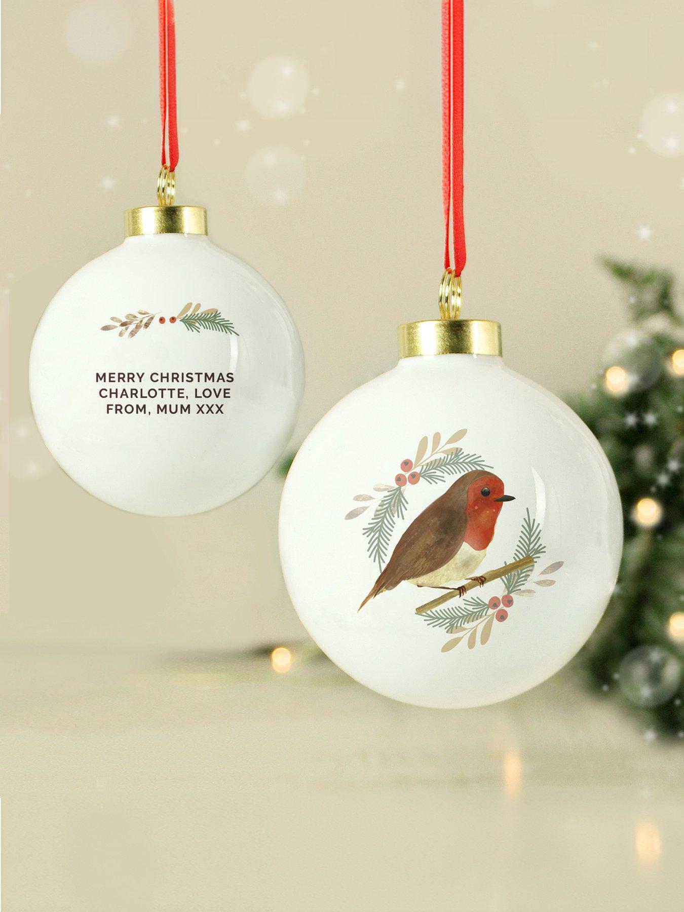 Image 3 of 3 of The Personalised Memento Company Personalised Robin Bauble