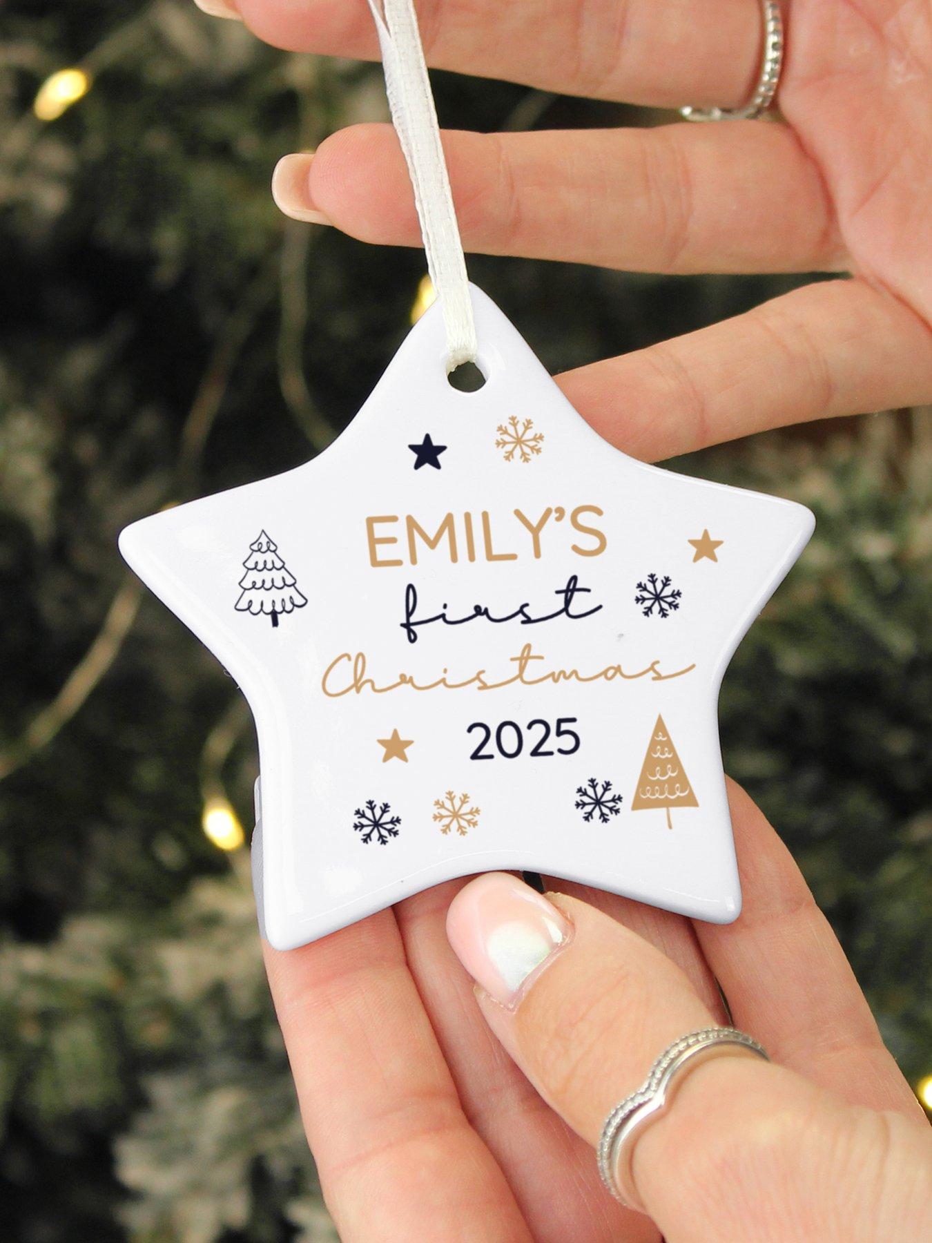Image 2 of 3 of The Personalised Memento Company Personalised First Christmas Star Christmas Tree Decoration
