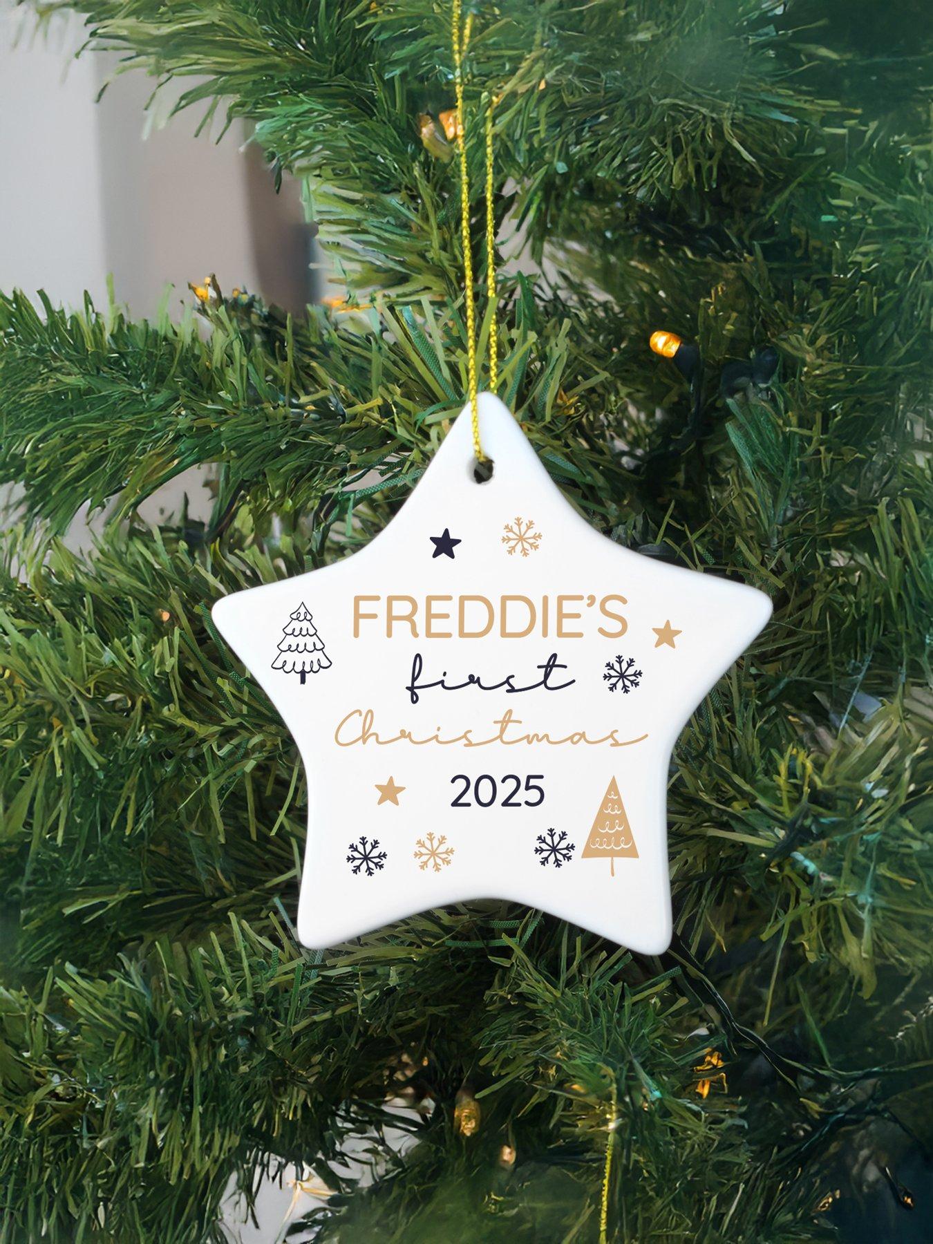 Image 3 of 3 of The Personalised Memento Company Personalised First Christmas Star Christmas Tree Decoration