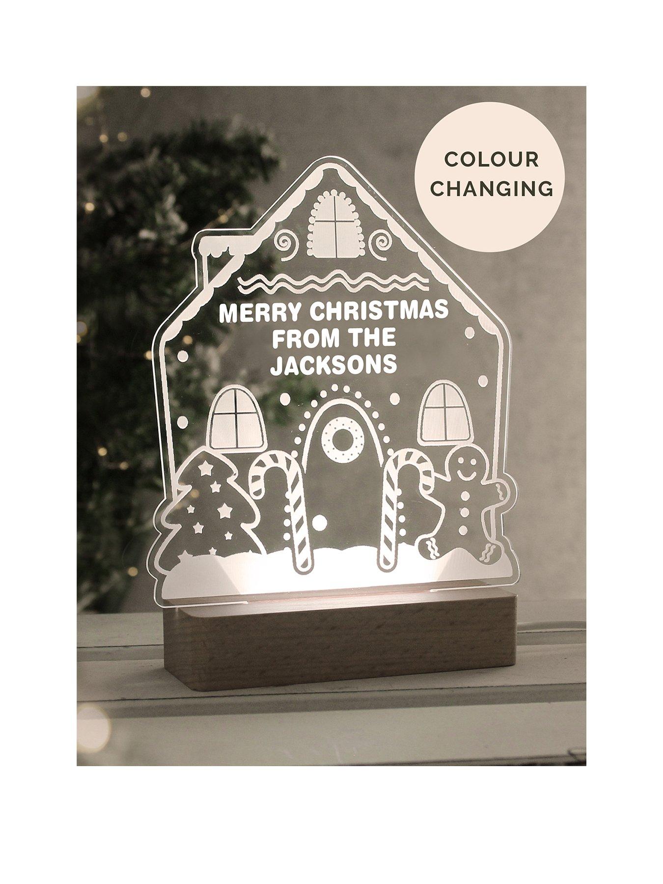 undefined Personalised Gingerbread House Christmas Wooden Based LED Light