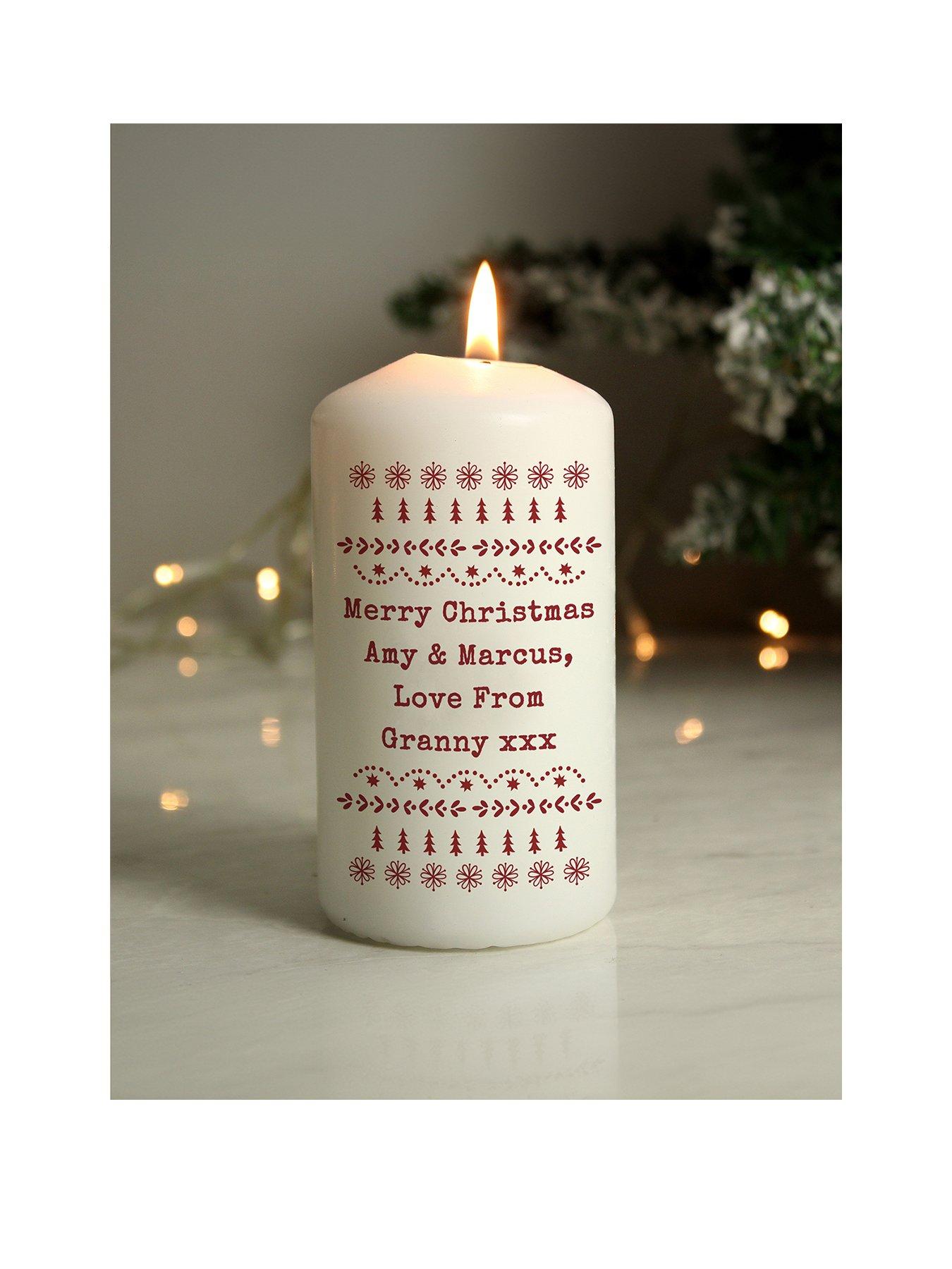 undefined Personalised Christmas Fair Isle Pillar Candle