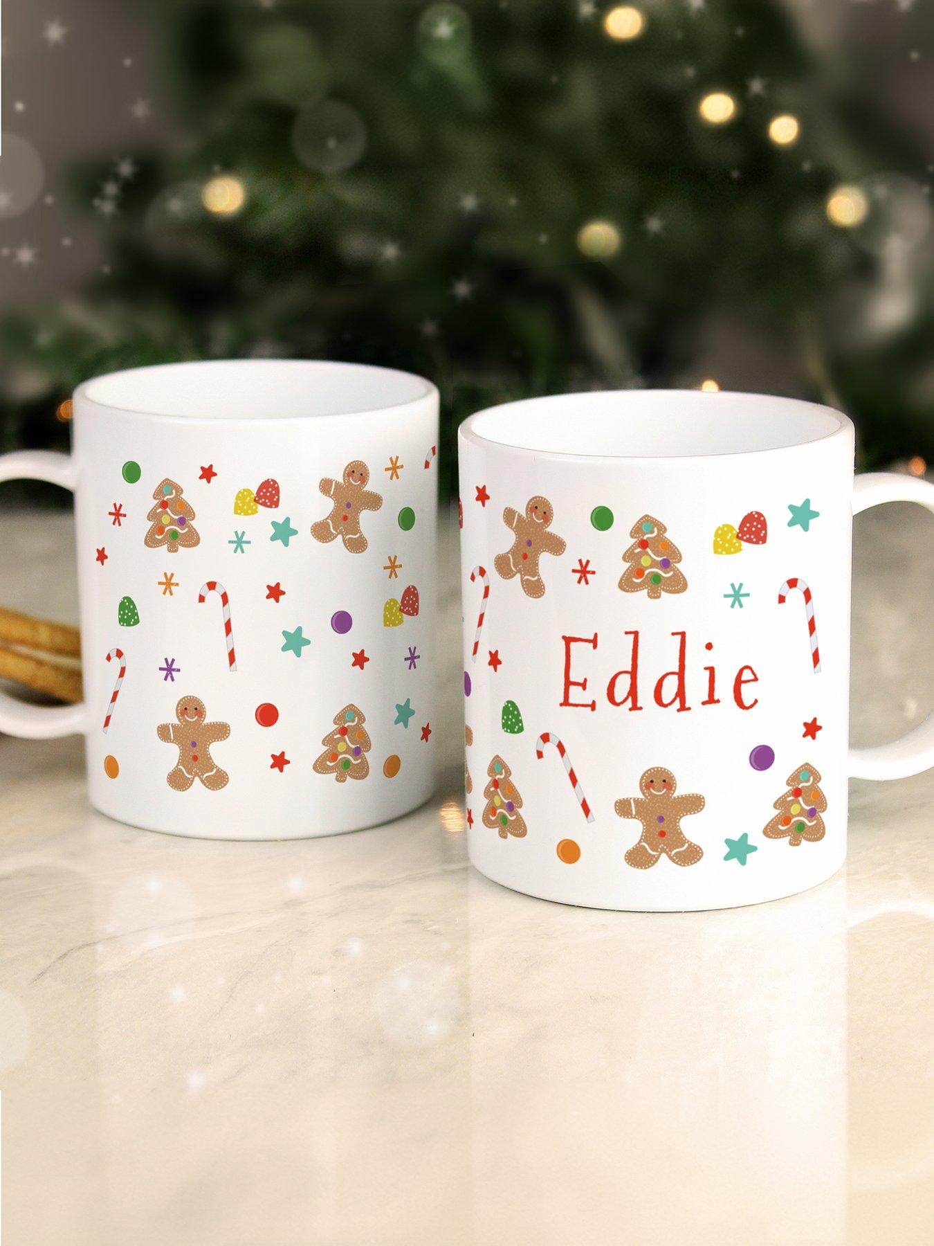 Image 2 of 3 of The Personalised Memento Company Personalised Gingerbread Pattern Plastic Mug
