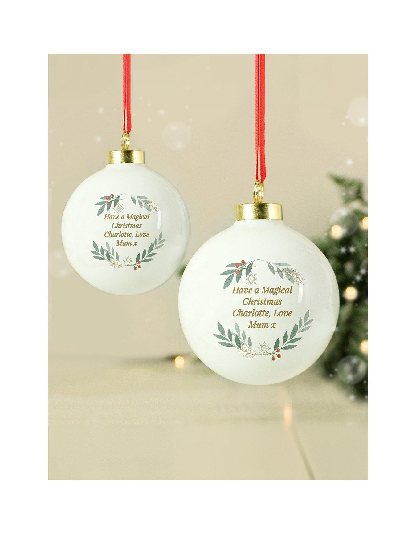 Image 1 of 3 of The Personalised Memento Company Personalised Christmas Foliage Bauble