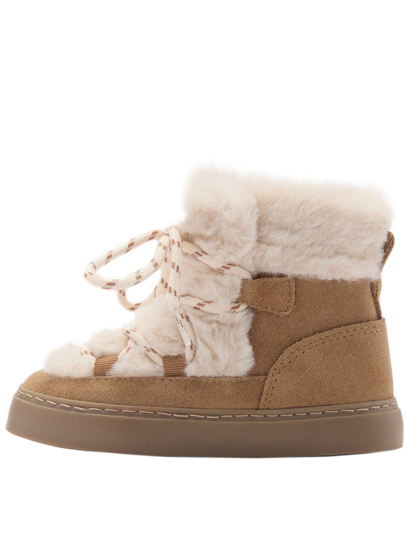  image of mango-younger-girls-faux-fur-suede-ankle-boots-brown