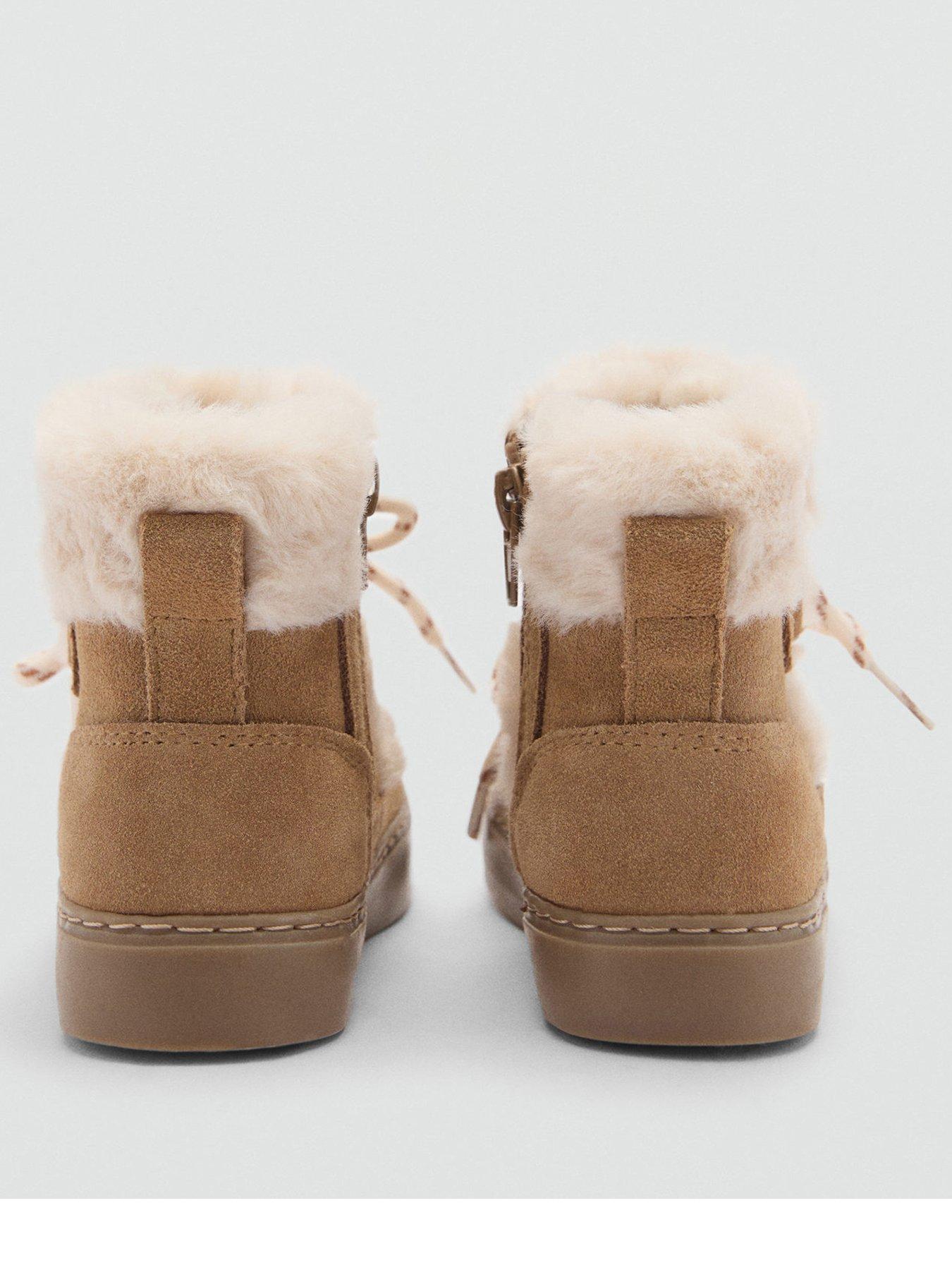  image of mango-younger-girls-faux-fur-suede-ankle-boots-brown