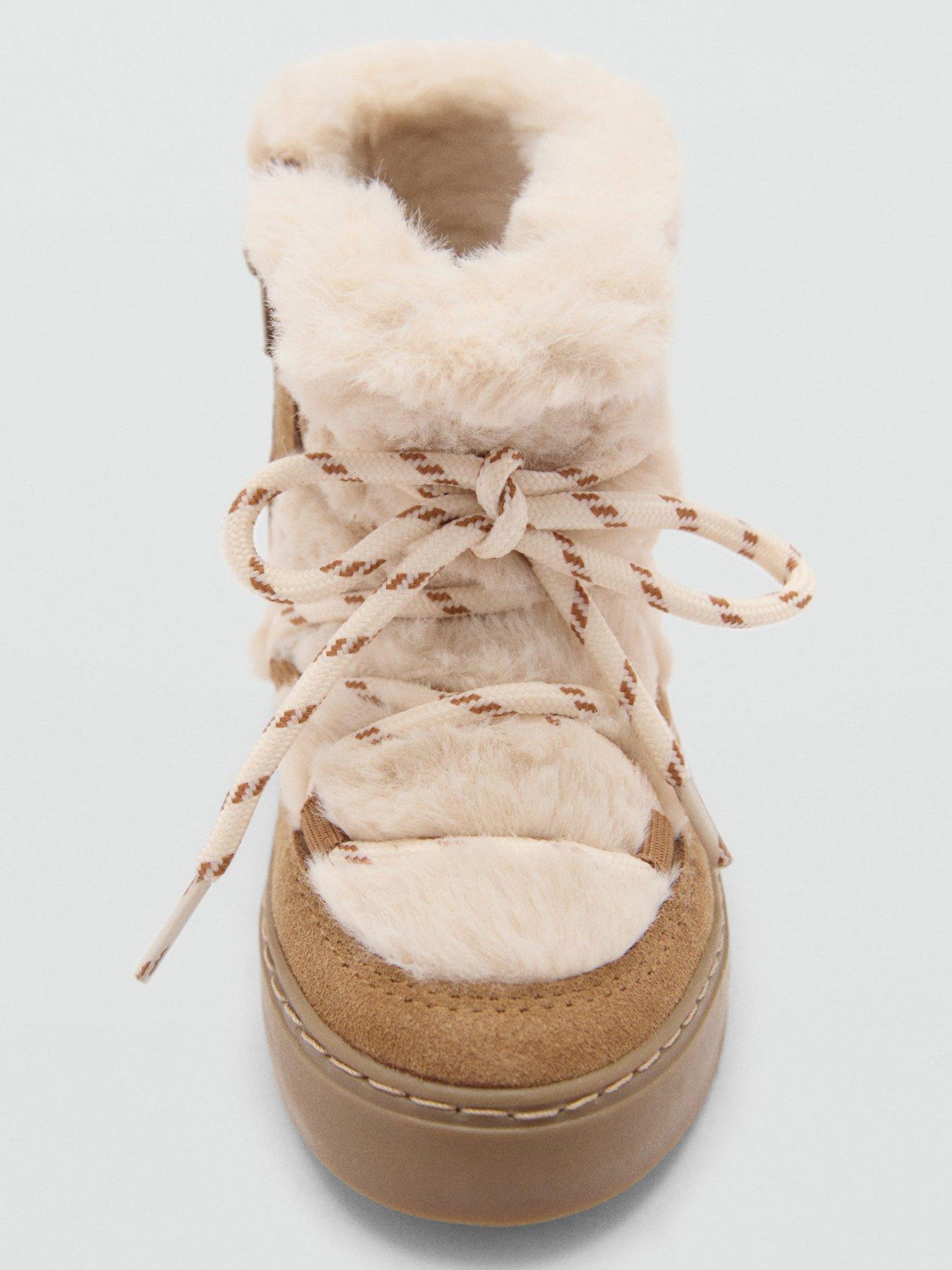  image of mango-younger-girls-faux-fur-suede-ankle-boots-brown