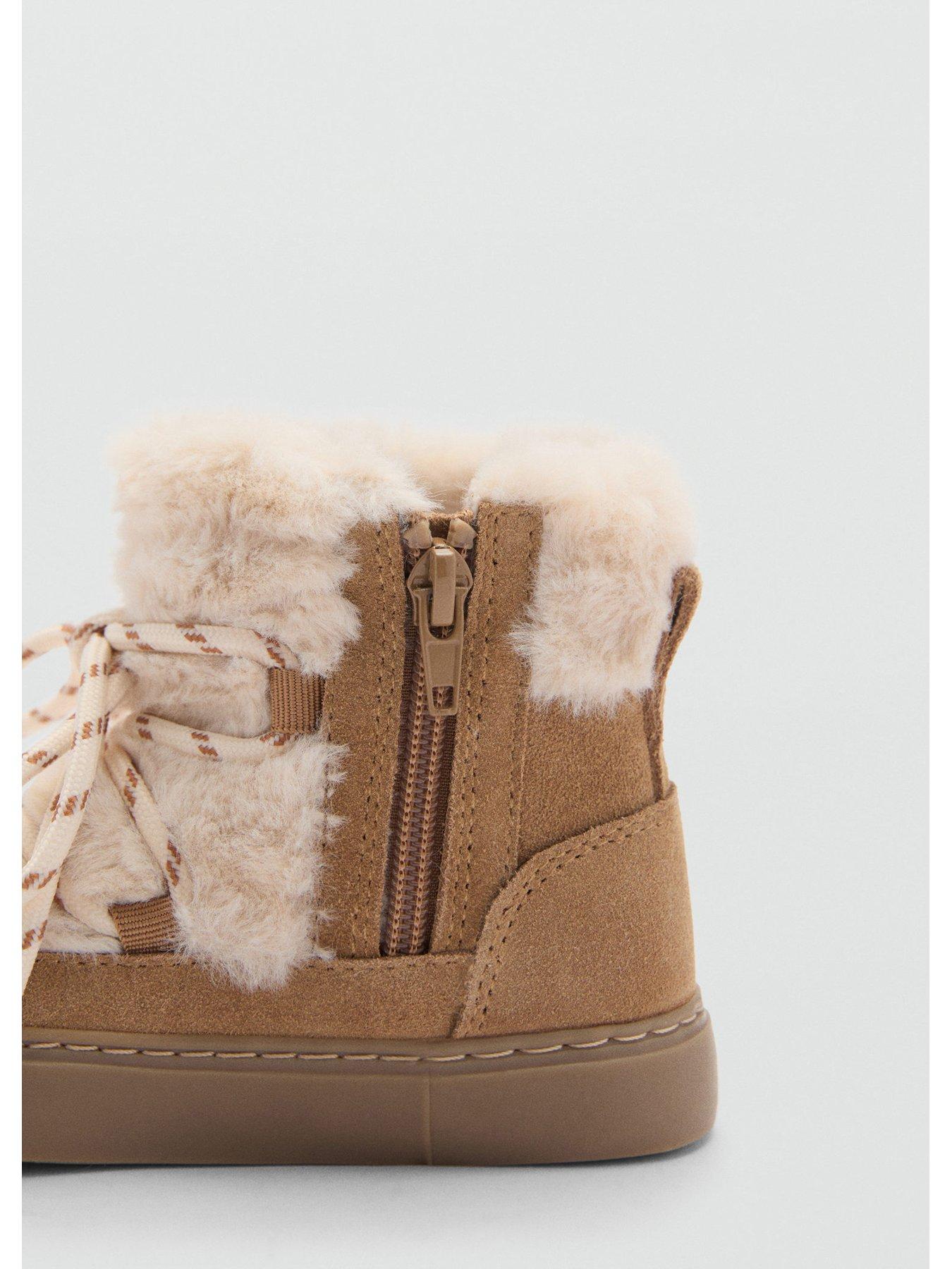  image of mango-younger-girls-faux-fur-suede-ankle-boots-brown