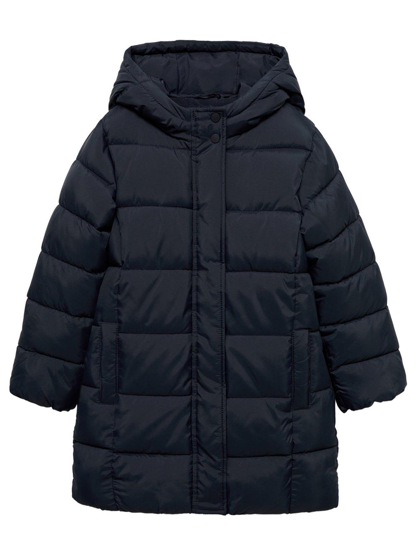 Mango Girls Longline Padded Coat Black littlewoods