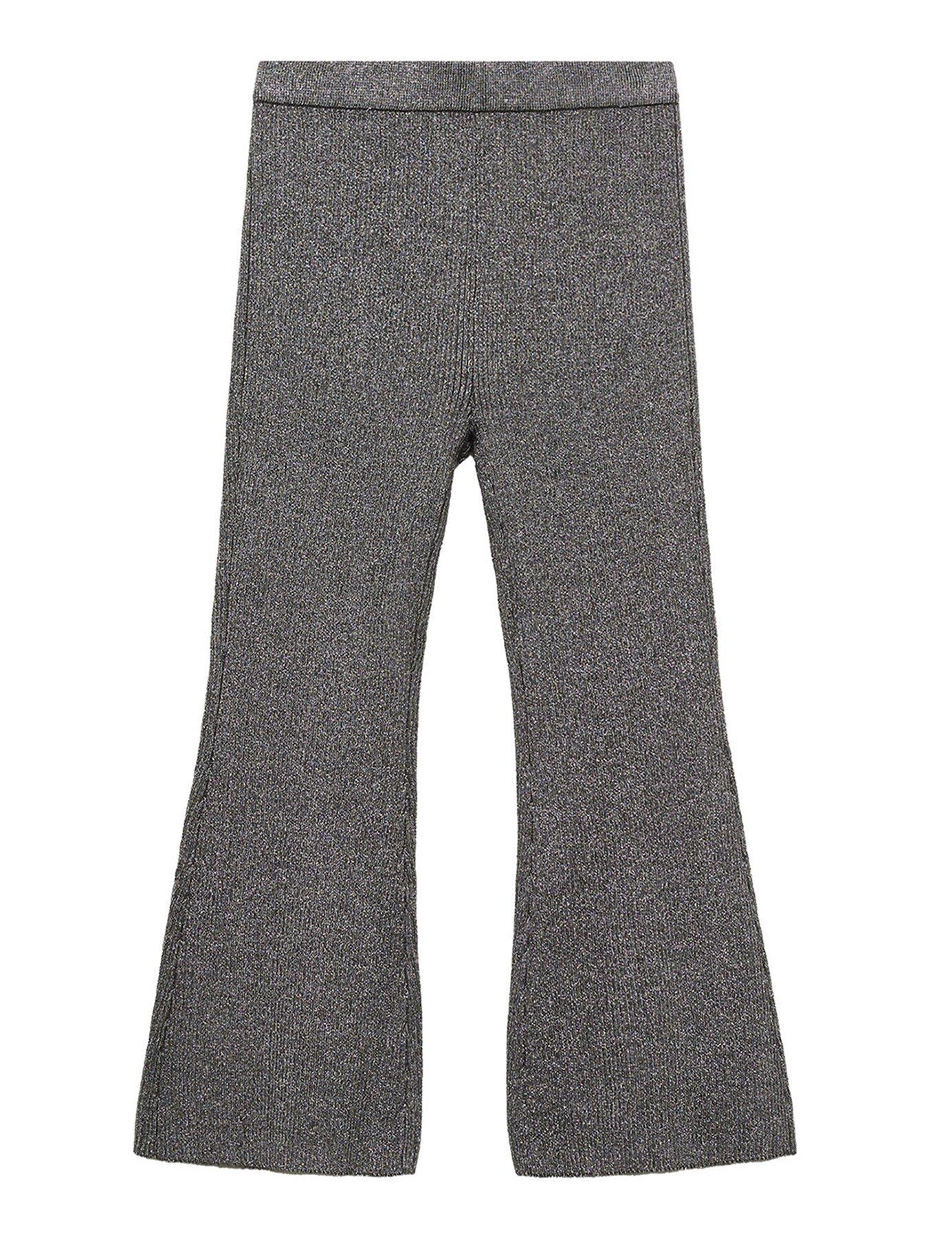  image of mango-girls-knitted-flared-trousers-dark-grey
